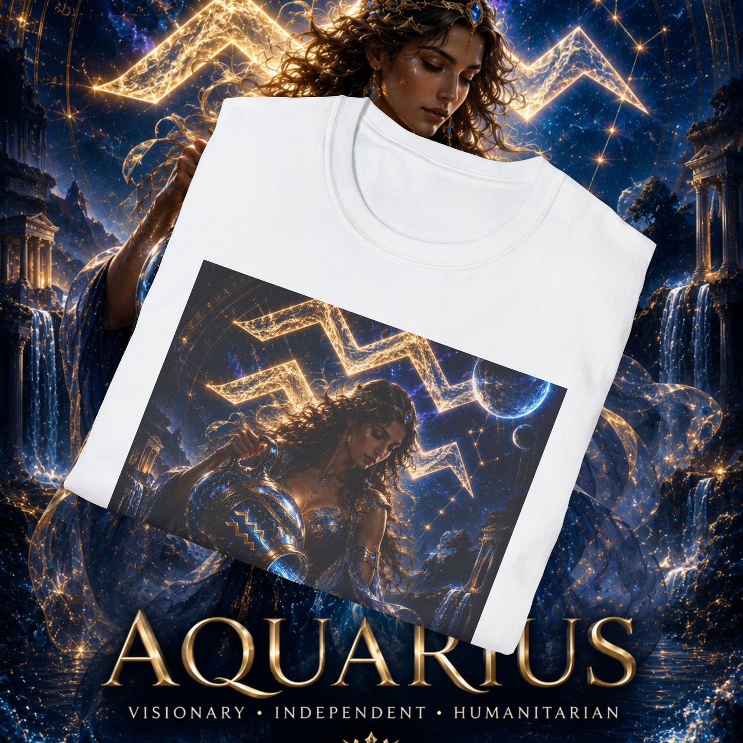 "Camiseta ♒ ACUARIO M– La Visionaria del Cielo y el Agua"