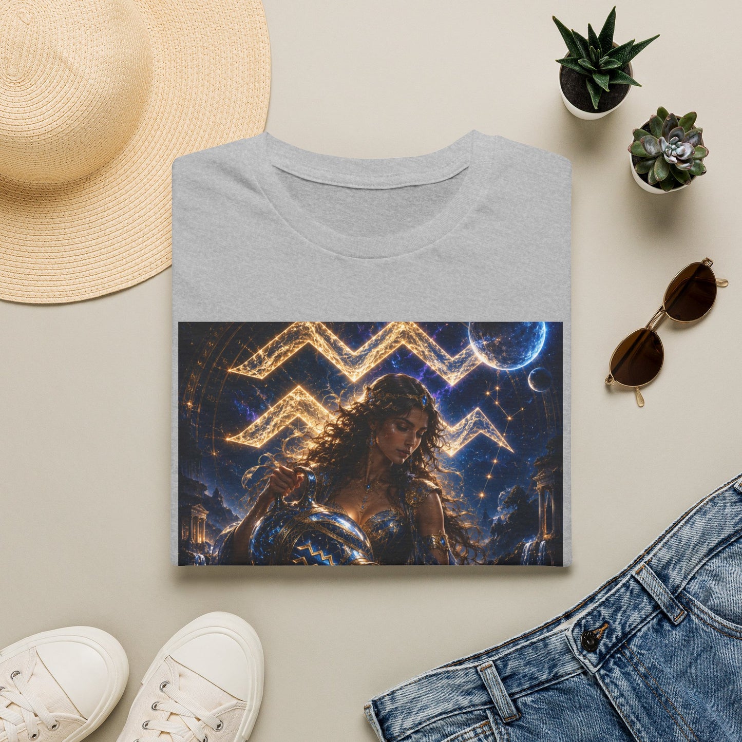 "Camiseta ♒ ACUARIO M– La Visionaria del Cielo y el Agua"