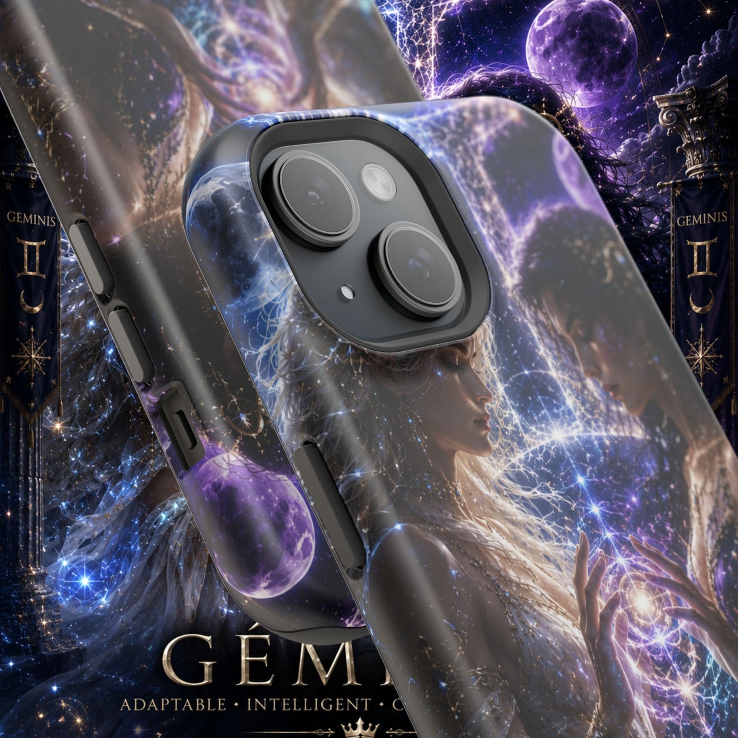 "Funda Magnética Reforzada♊ Géminis M— Reflejo del alma dividida"