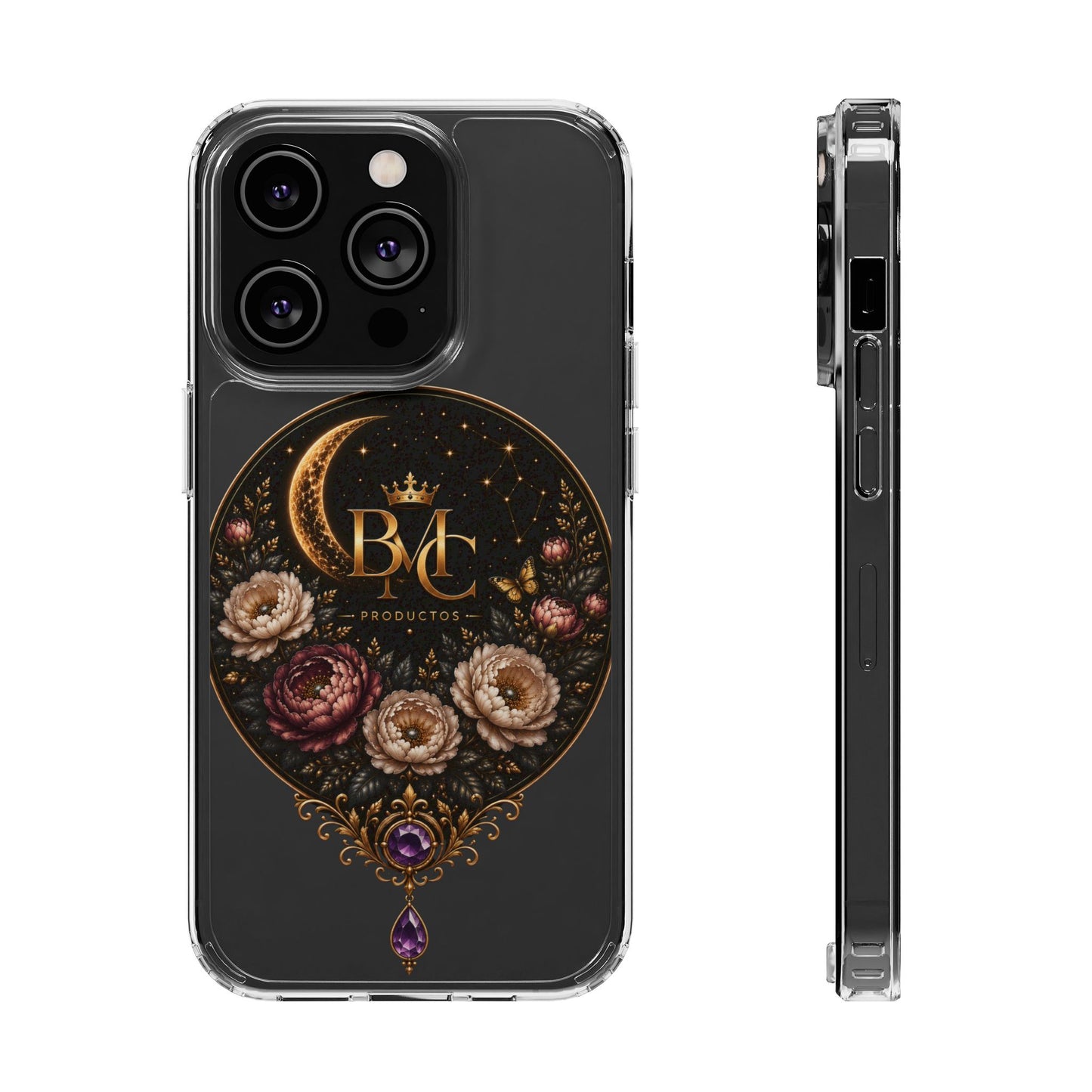 🌙 Moon & Bloom | Funda Magnética Transparente para iPhone