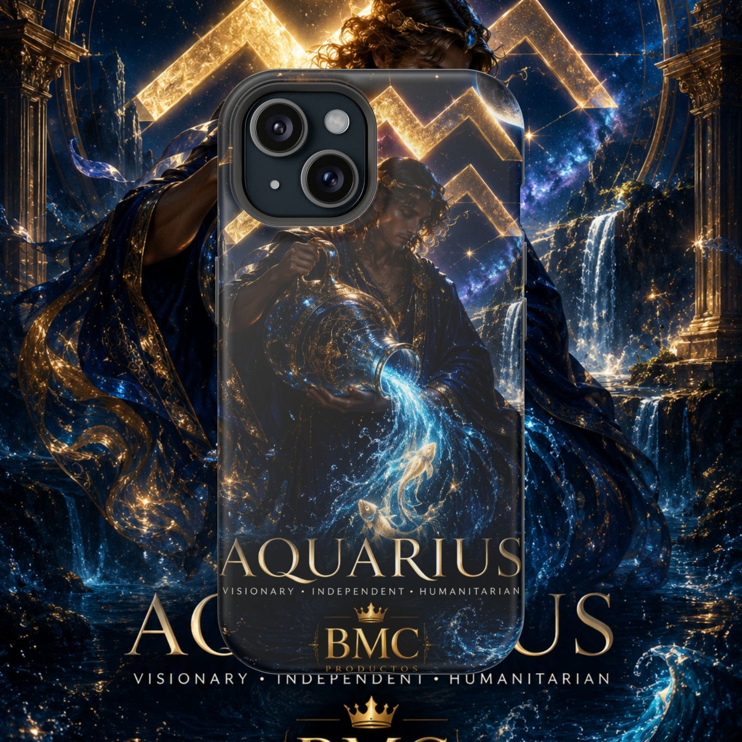 "Funda Magnética Reforzada♒ ACUARIO – El Visionario del Cielo y el Agua"