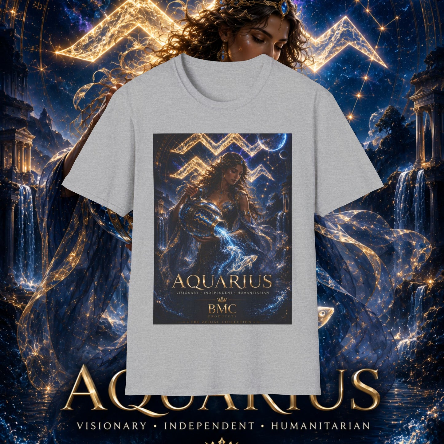 "Camiseta ♒ ACUARIO M– La Visionaria del Cielo y el Agua"