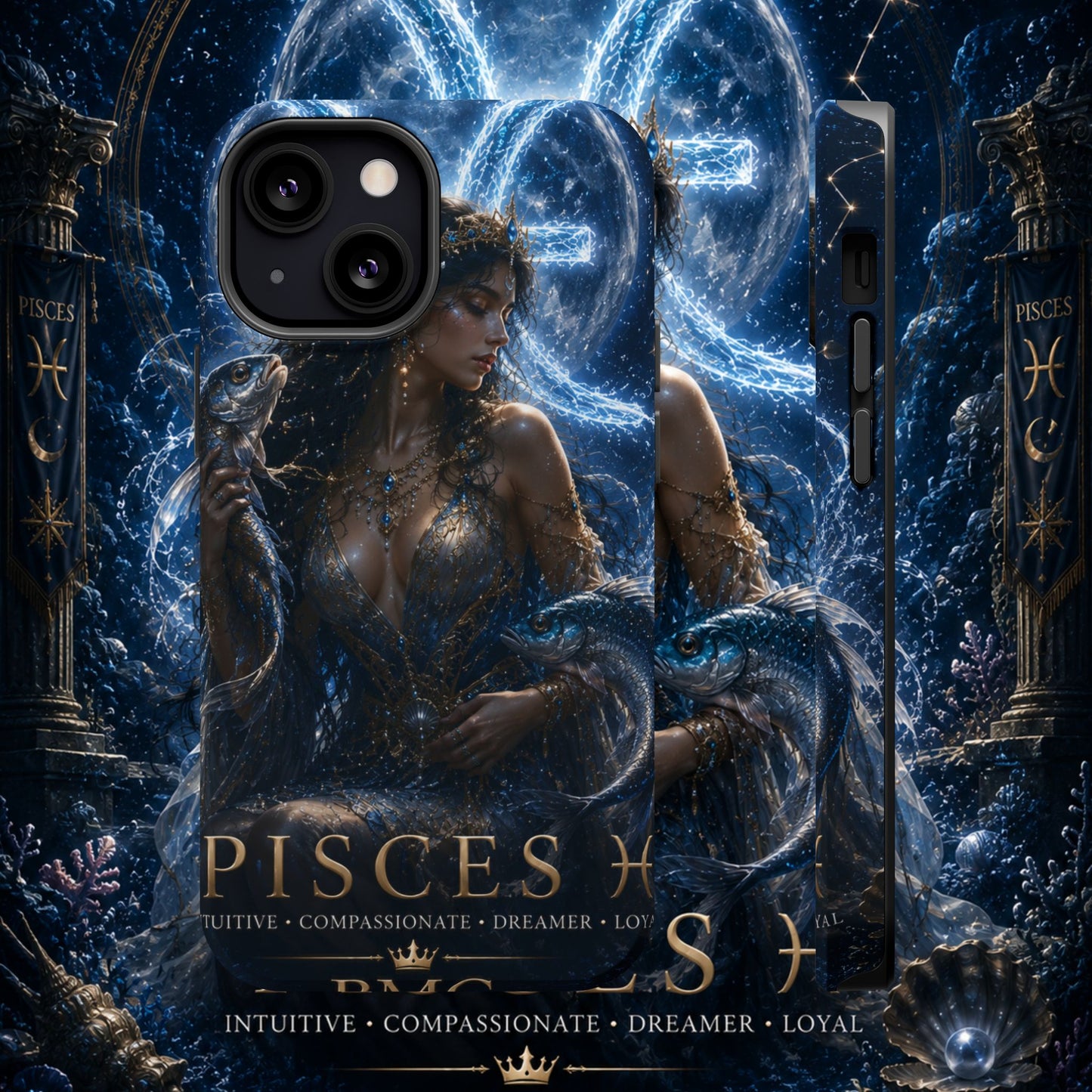 "Funda Magnética Reforzada Piscis M— La Guardiana de las Profundidades"