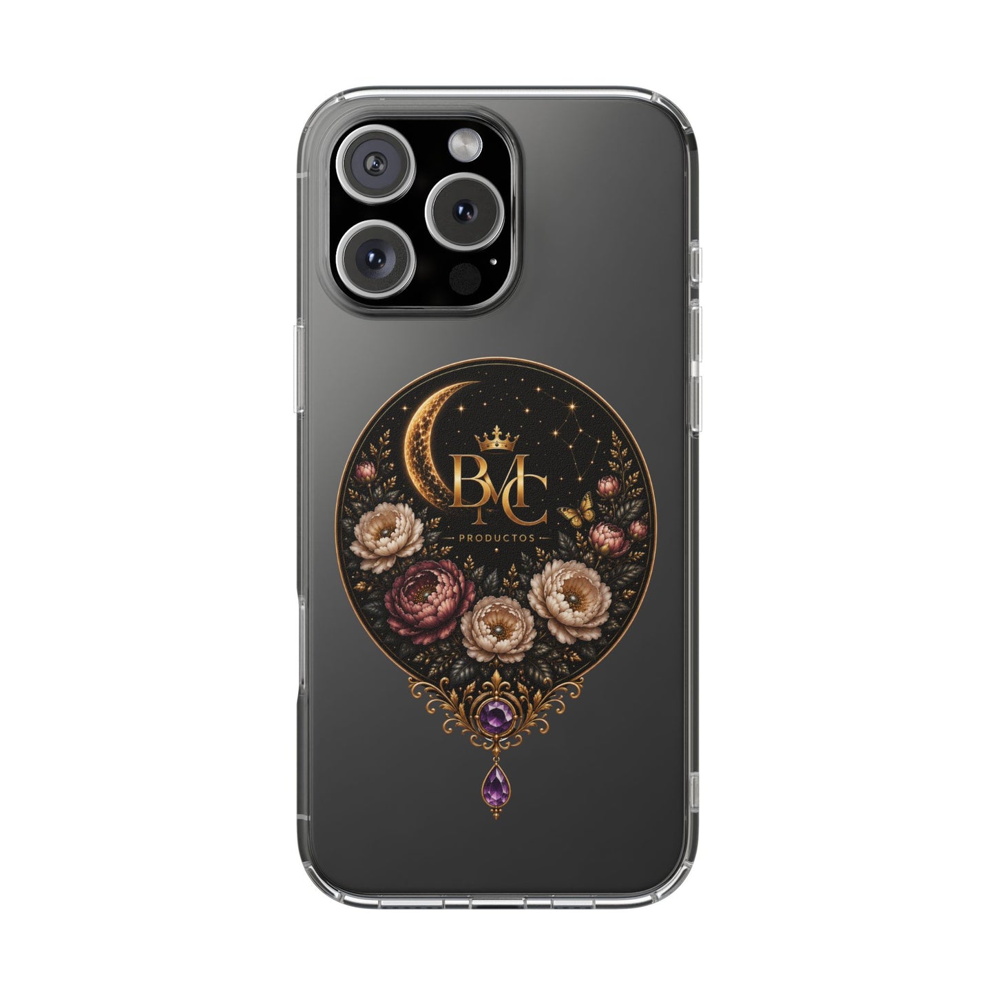 🌙 Moon & Bloom | Funda Magnética Transparente para iPhone