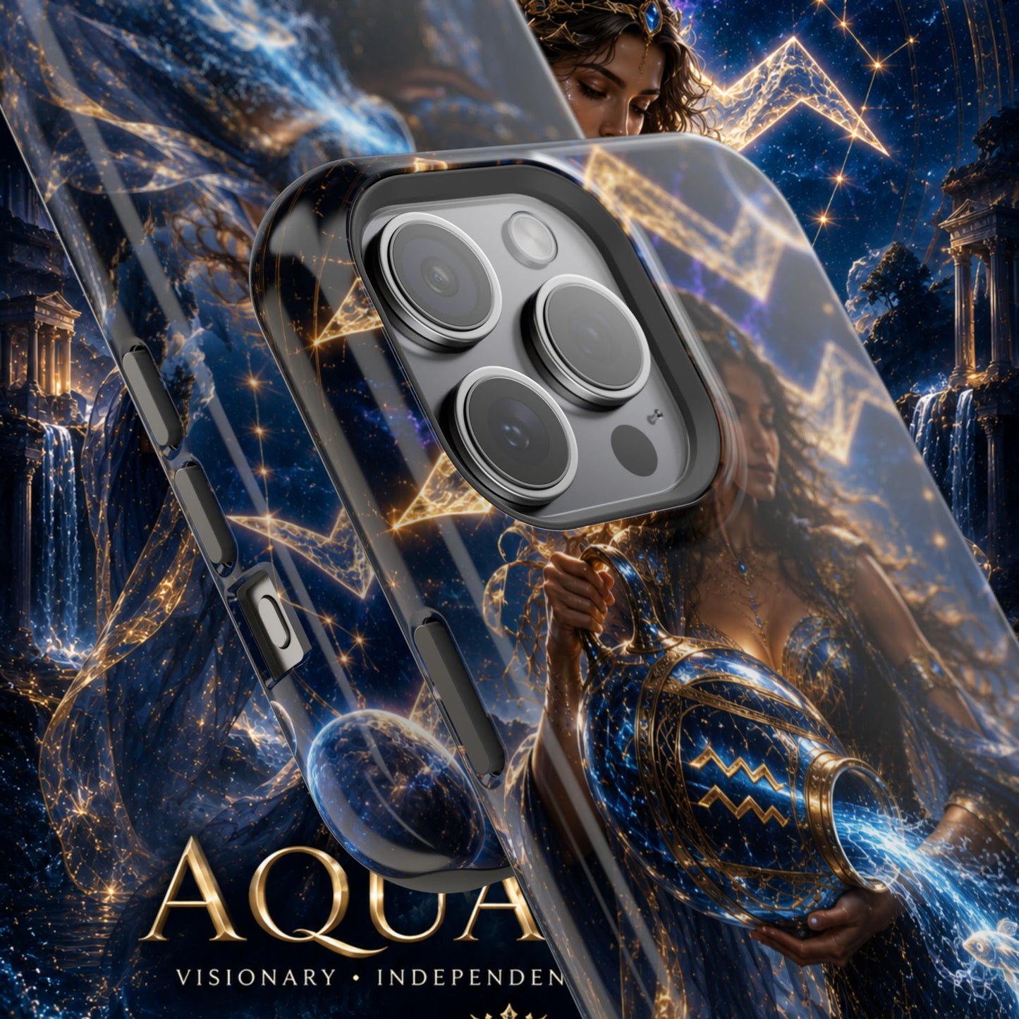 "Funda Magnética Reforzada♒ ACUARIO M– La Visionaria del Cielo y el Agua"