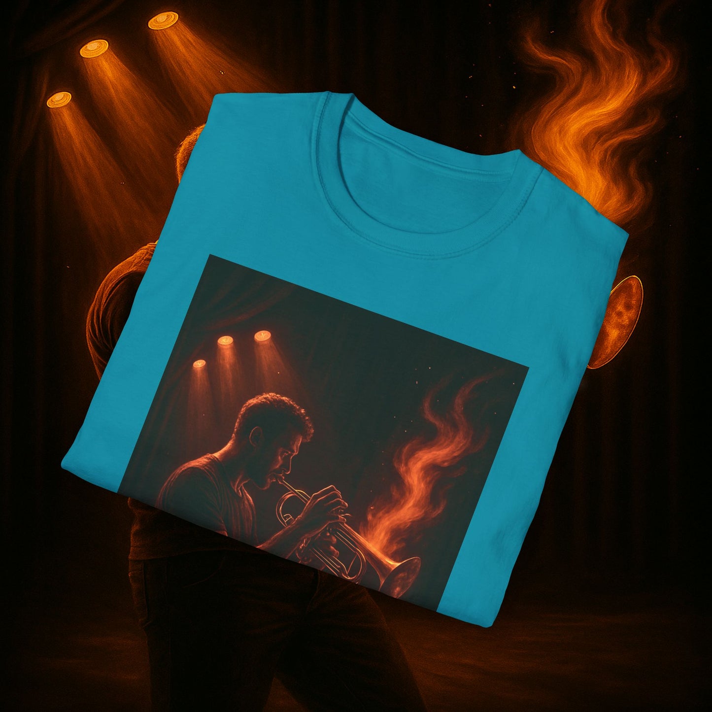 "Camiseta trompeta 🎺🔥Donde hay fuego, hay música.”