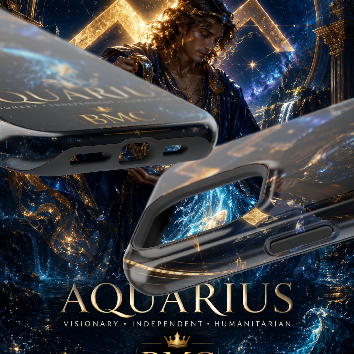 "Funda Magnética Reforzada♒ ACUARIO – El Visionario del Cielo y el Agua"