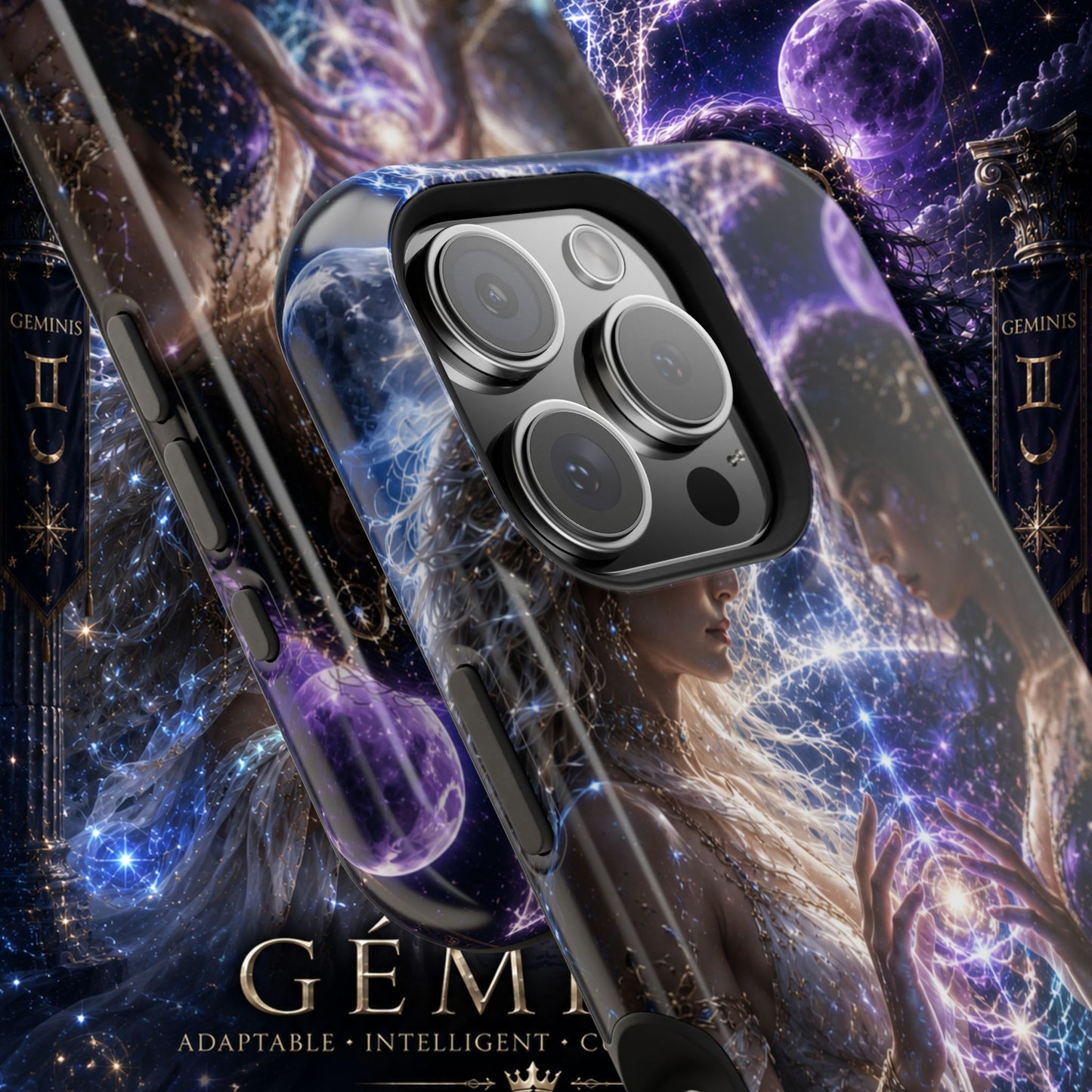 "Funda Magnética Reforzada♊ Géminis M— Reflejo del alma dividida"