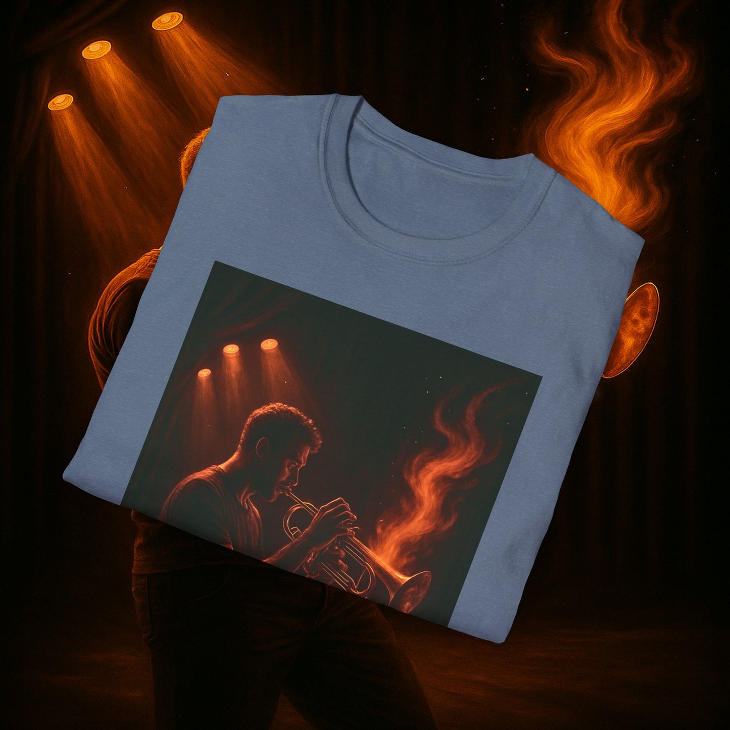 "Camiseta trompeta 🎺🔥Donde hay fuego, hay música.”