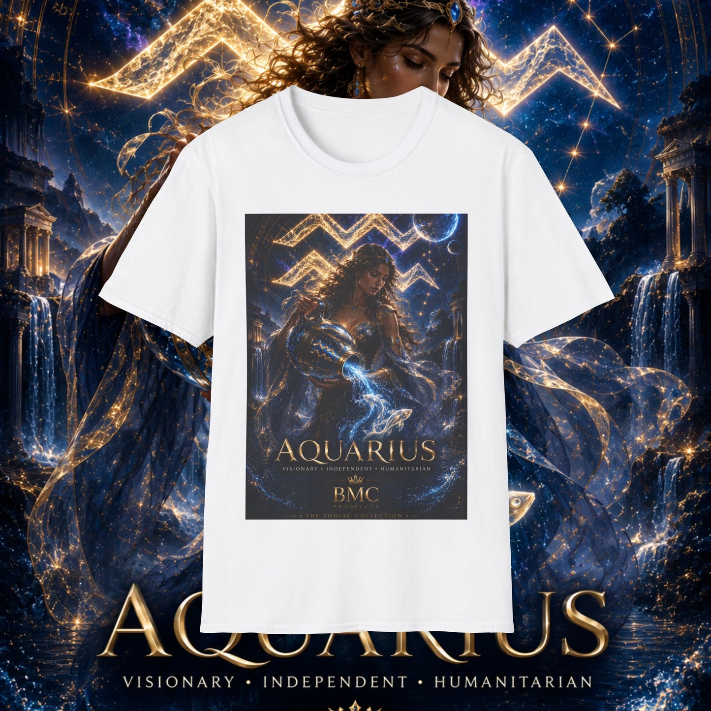 "Camiseta ♒ ACUARIO M– La Visionaria del Cielo y el Agua"