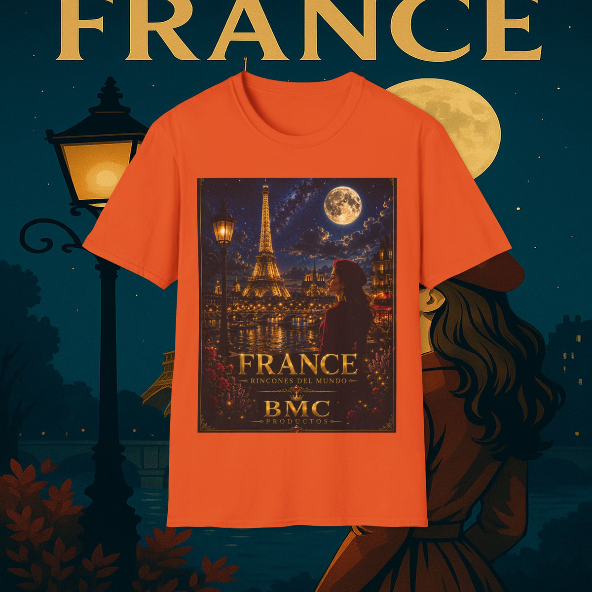 "Camiseta Francia: Romance bajo la Luna 🌙🗼✨"