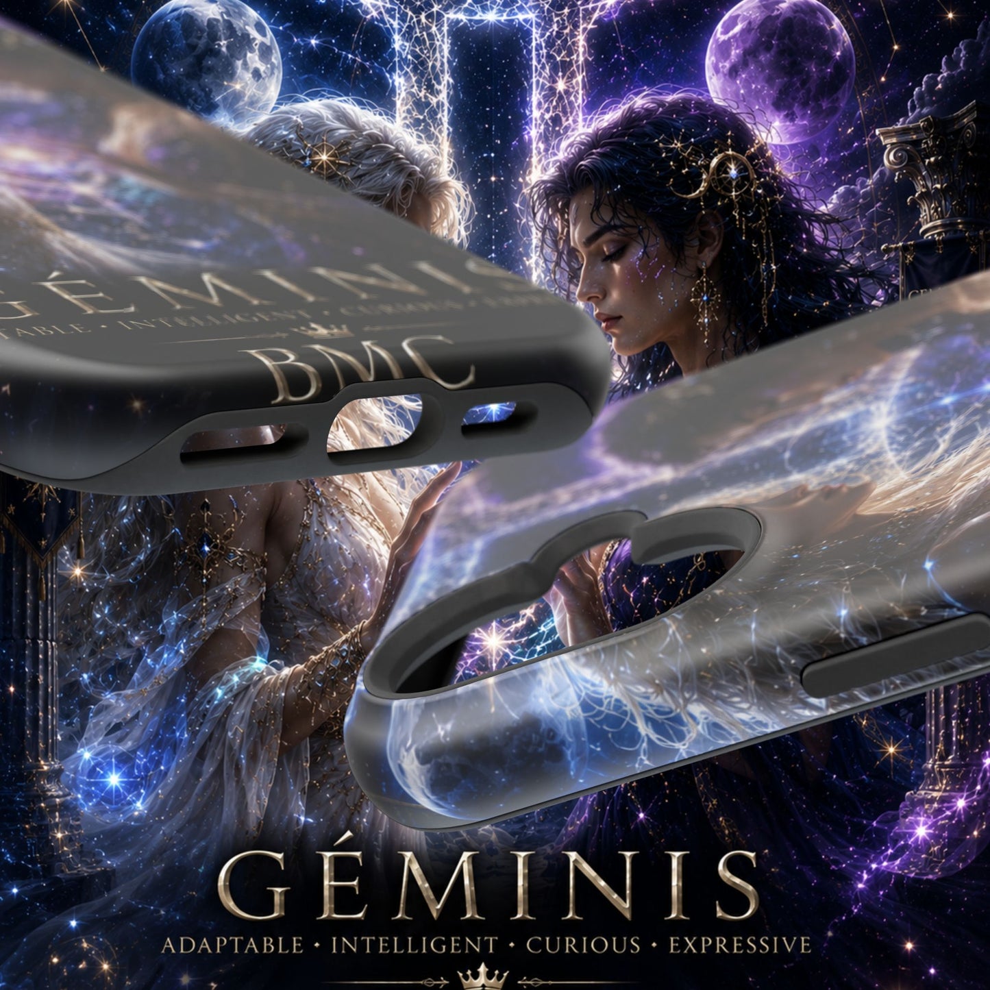 "Funda Magnética Reforzada♊ Géminis M— Reflejo del alma dividida"