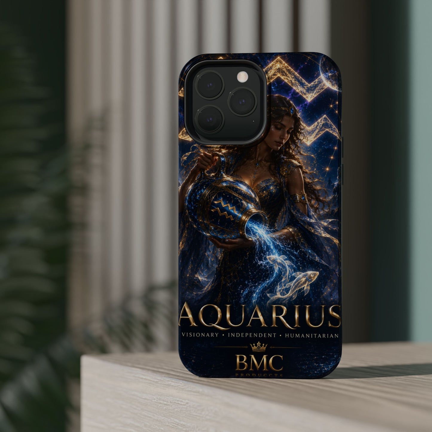 "Funda Magnética Reforzada♒ ACUARIO M– La Visionaria del Cielo y el Agua"
