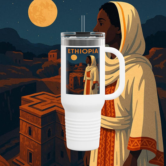 "Ethiopia Insulated Travel Mug – Sacred Land and Ancestral Soul"