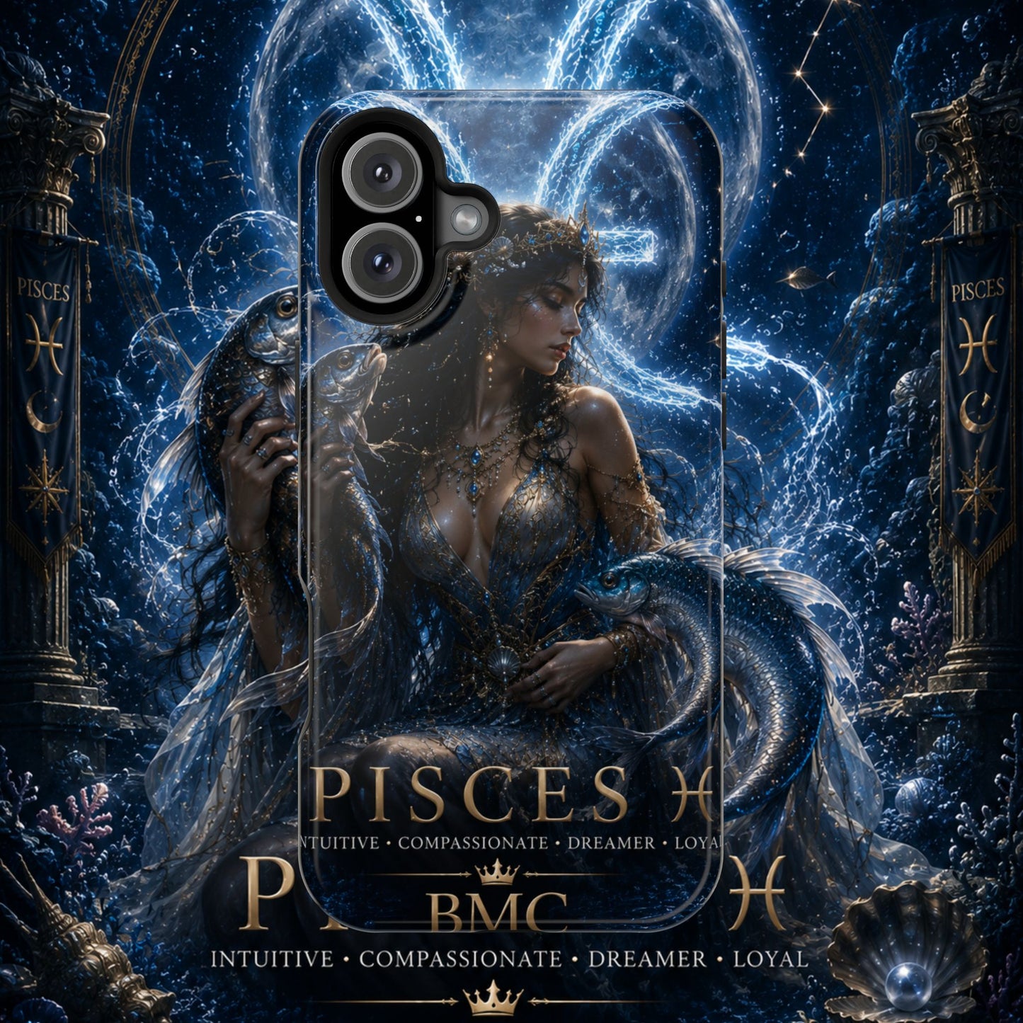 "Funda Magnética Reforzada Piscis M— La Guardiana de las Profundidades"