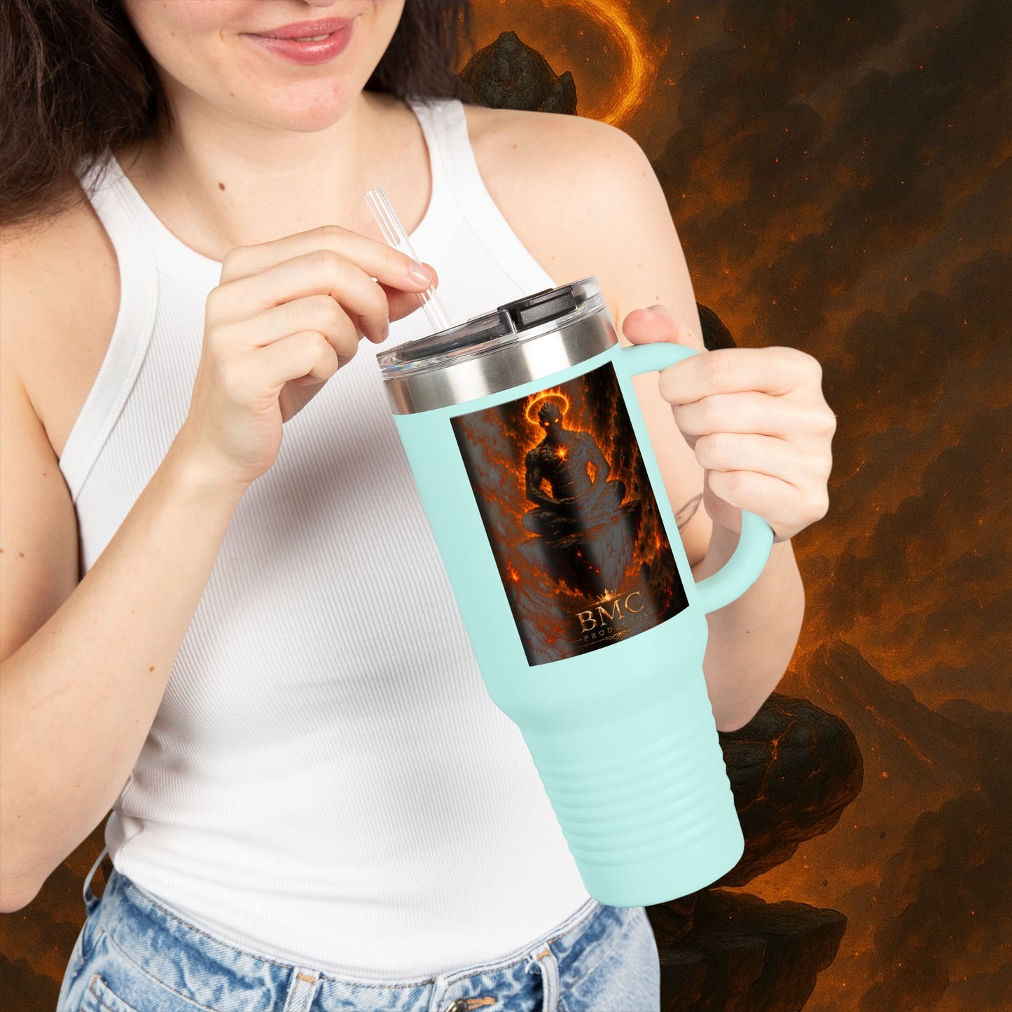 "Taza de viaje aislada Ignarh –🔥el Guardián del Silencio"