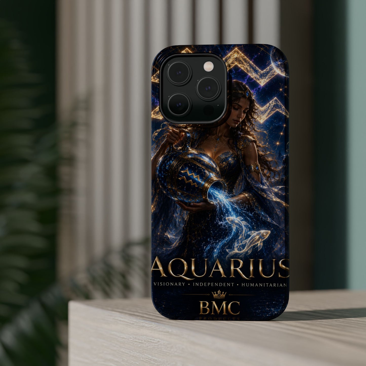 "Funda Magnética Reforzada♒ ACUARIO M– La Visionaria del Cielo y el Agua"