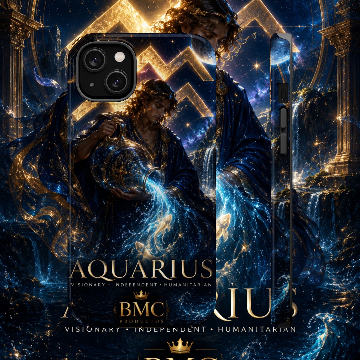 "Funda Magnética Reforzada♒ ACUARIO – El Visionario del Cielo y el Agua"