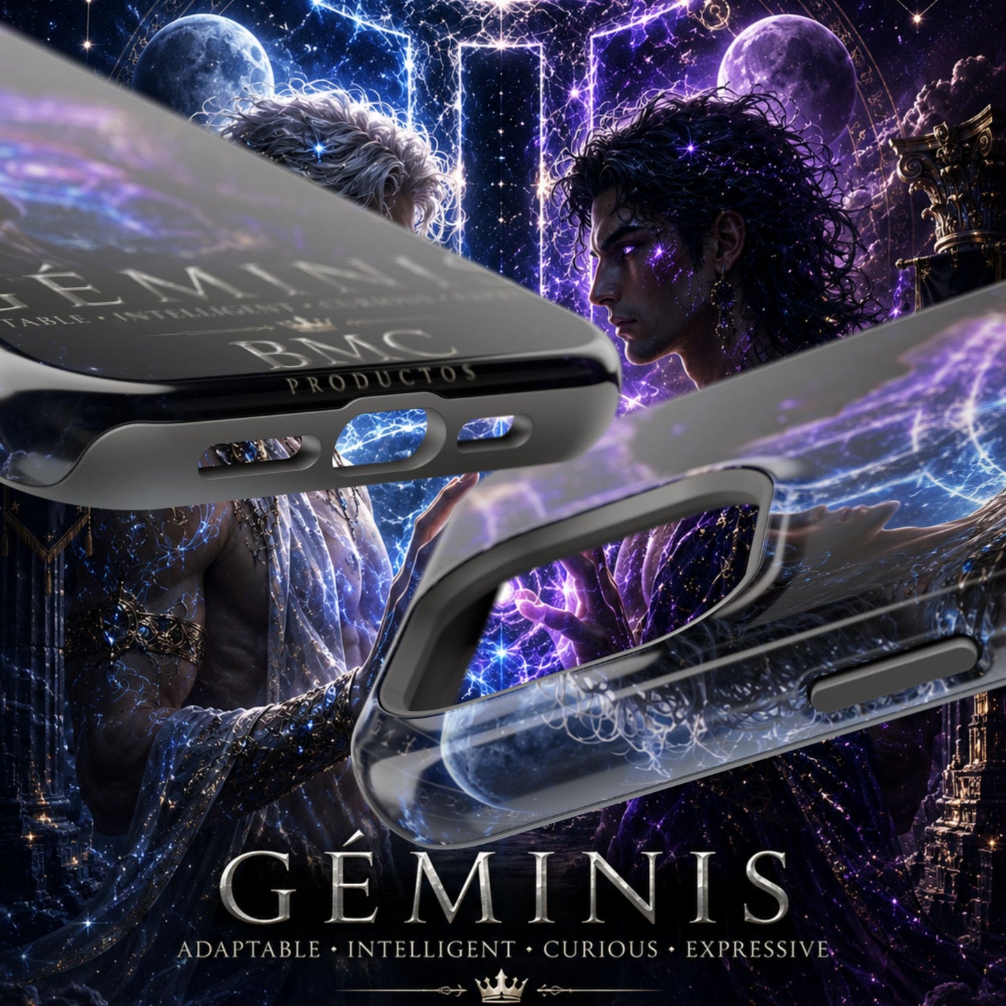 "Funda Magnética Reforzada♊ Géminis — Reflejo del alma dividida"