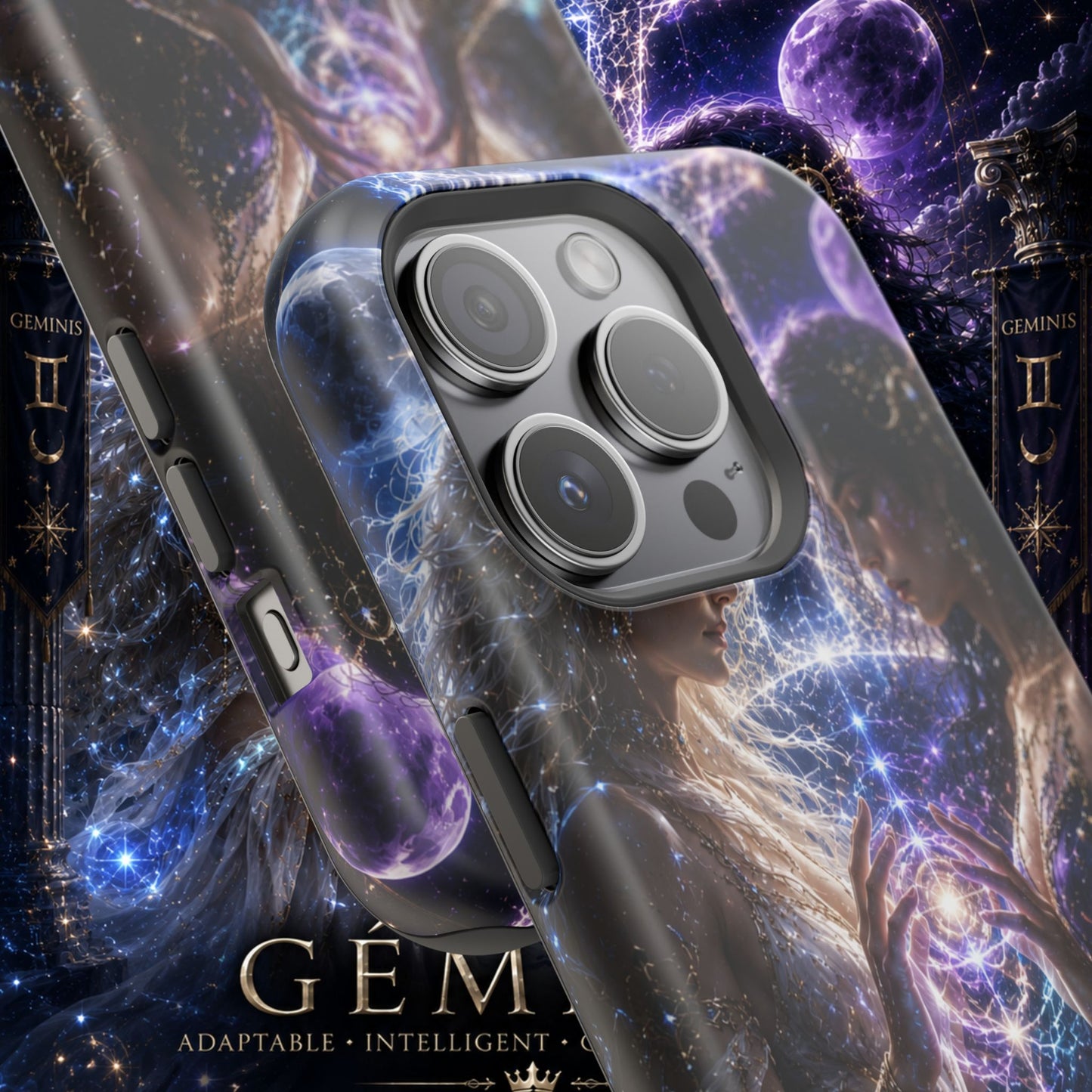 "Funda Magnética Reforzada♊ Géminis M— Reflejo del alma dividida"