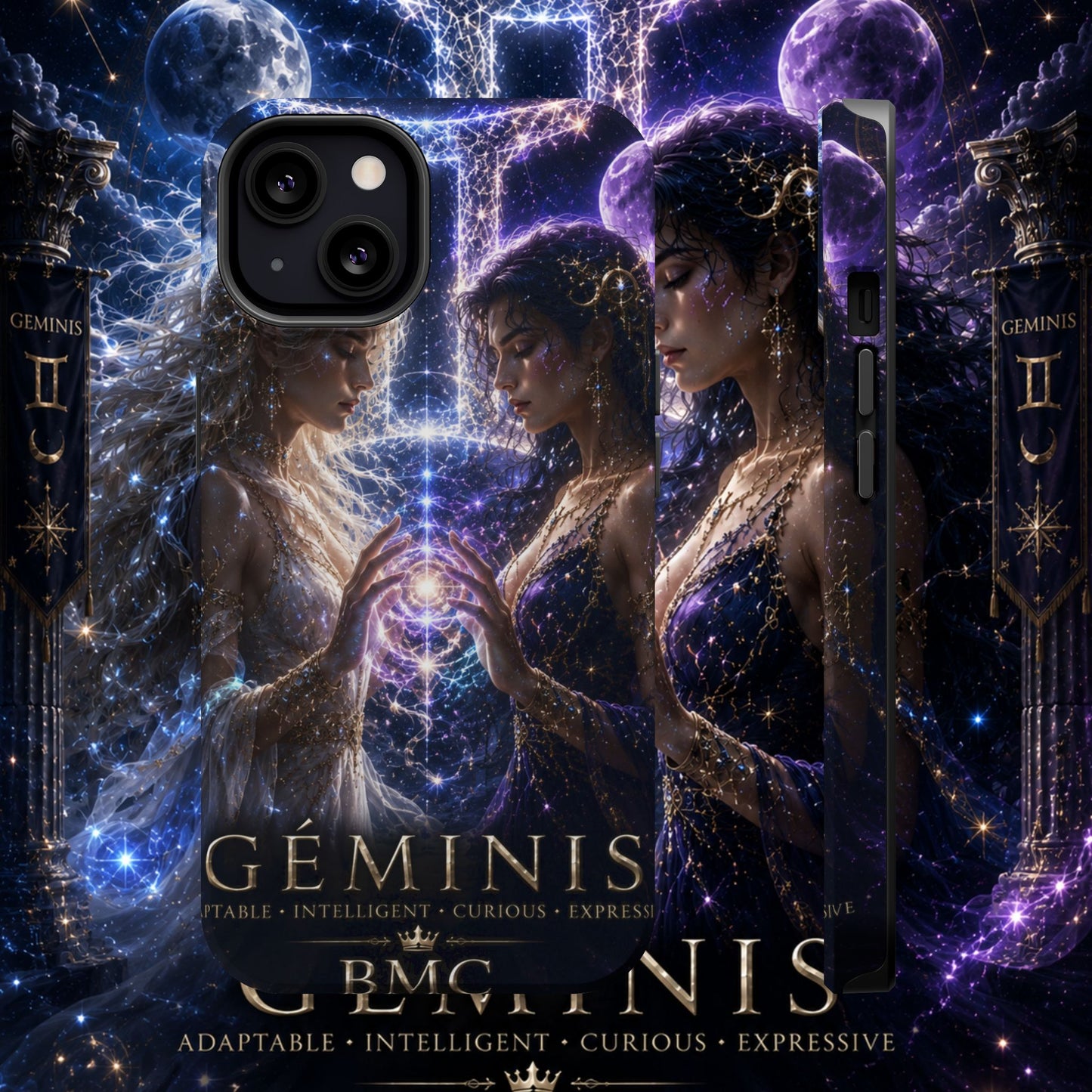 "Funda Magnética Reforzada♊ Géminis M— Reflejo del alma dividida"