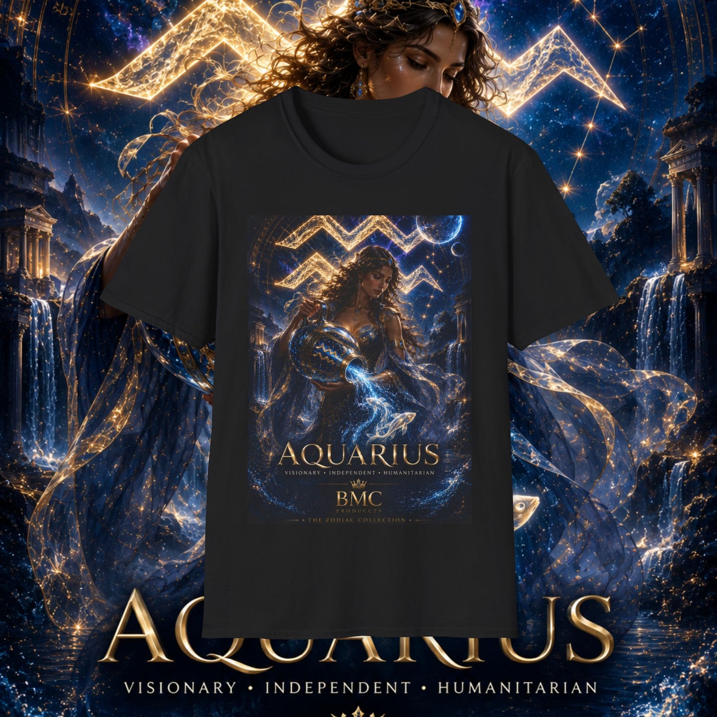 "Camiseta ♒ ACUARIO M– La Visionaria del Cielo y el Agua"