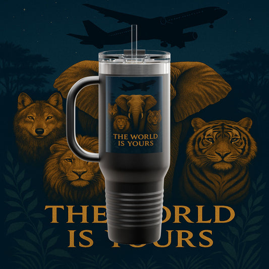 "Taza de viaje aislada El mundo es tuyo"🌍✨