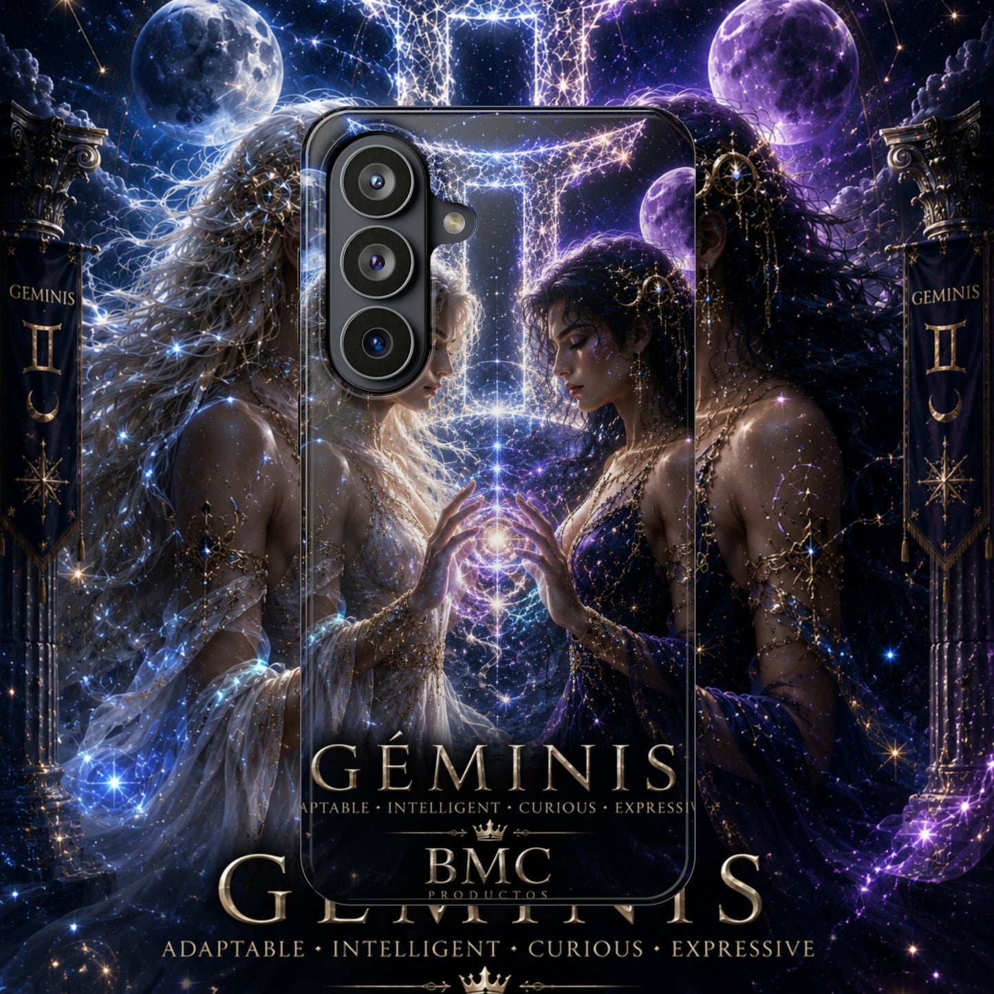 "Funda Magnética Reforzada♊ Géminis M— Reflejo del alma dividida"