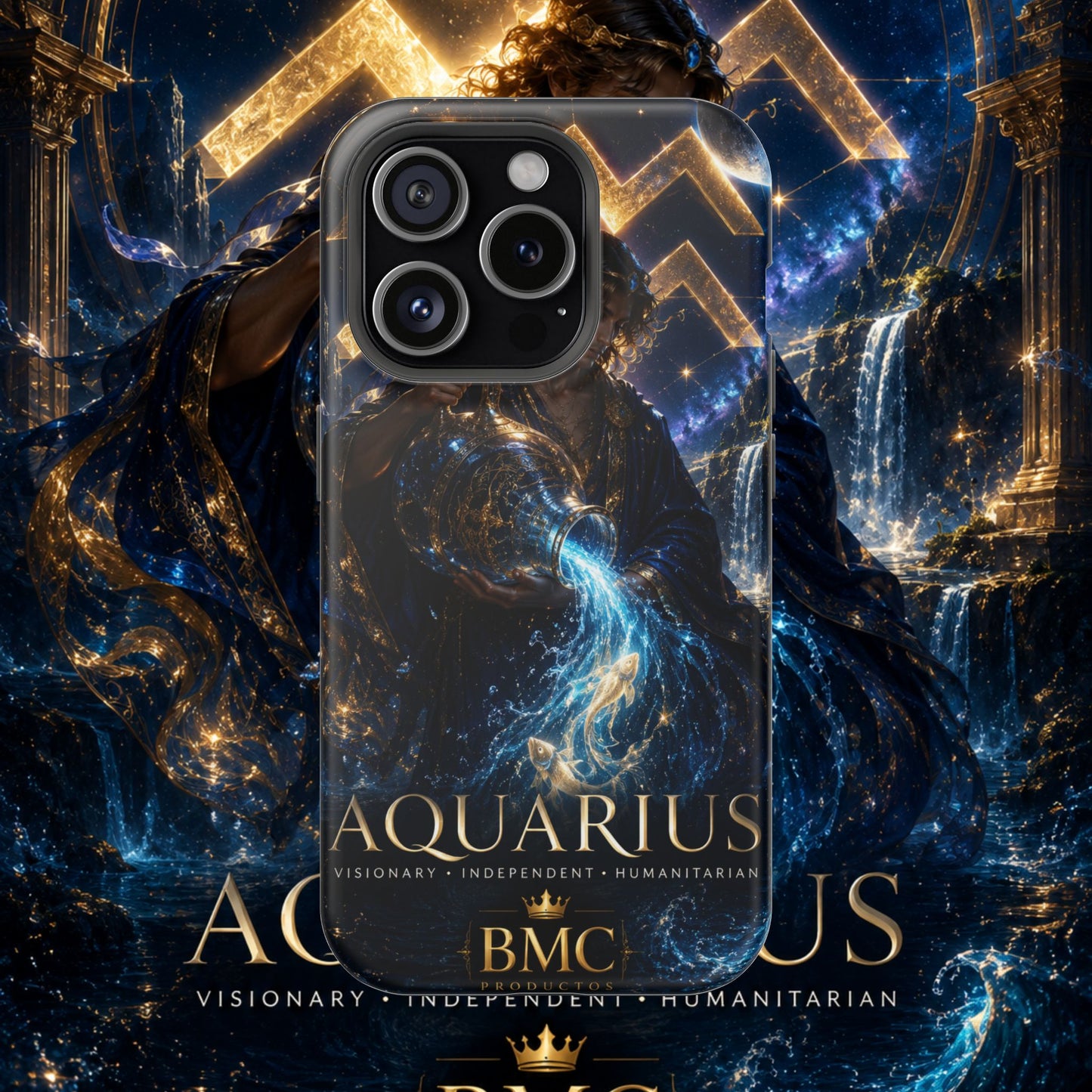 "Funda Magnética Reforzada♒ ACUARIO – El Visionario del Cielo y el Agua"