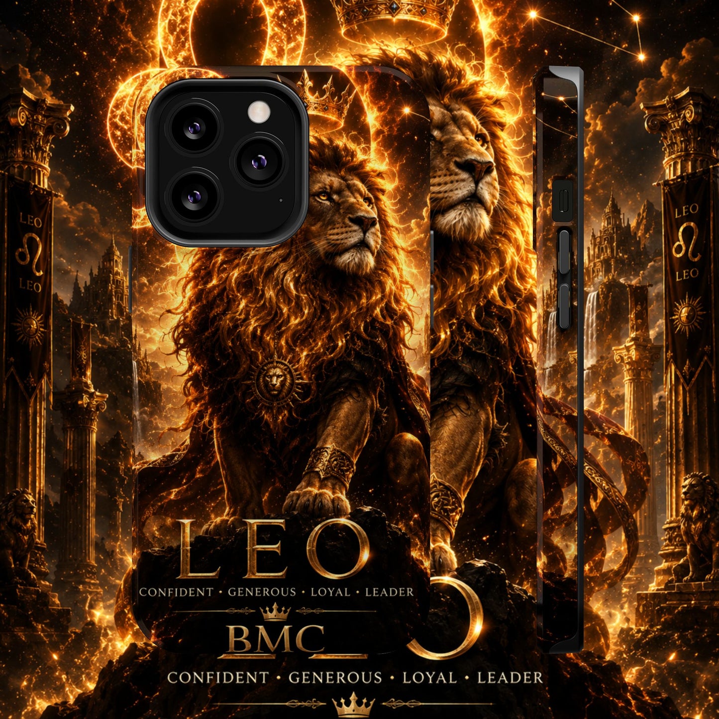 "Funda Magnética Reforzada ♌ Leo — Soberano del fuego eterno"