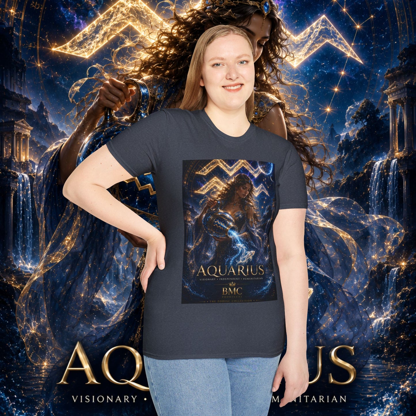 "Camiseta ♒ ACUARIO M– La Visionaria del Cielo y el Agua"