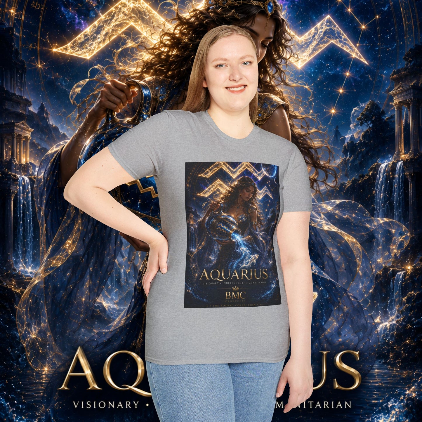 "Camiseta ♒ ACUARIO M– La Visionaria del Cielo y el Agua"