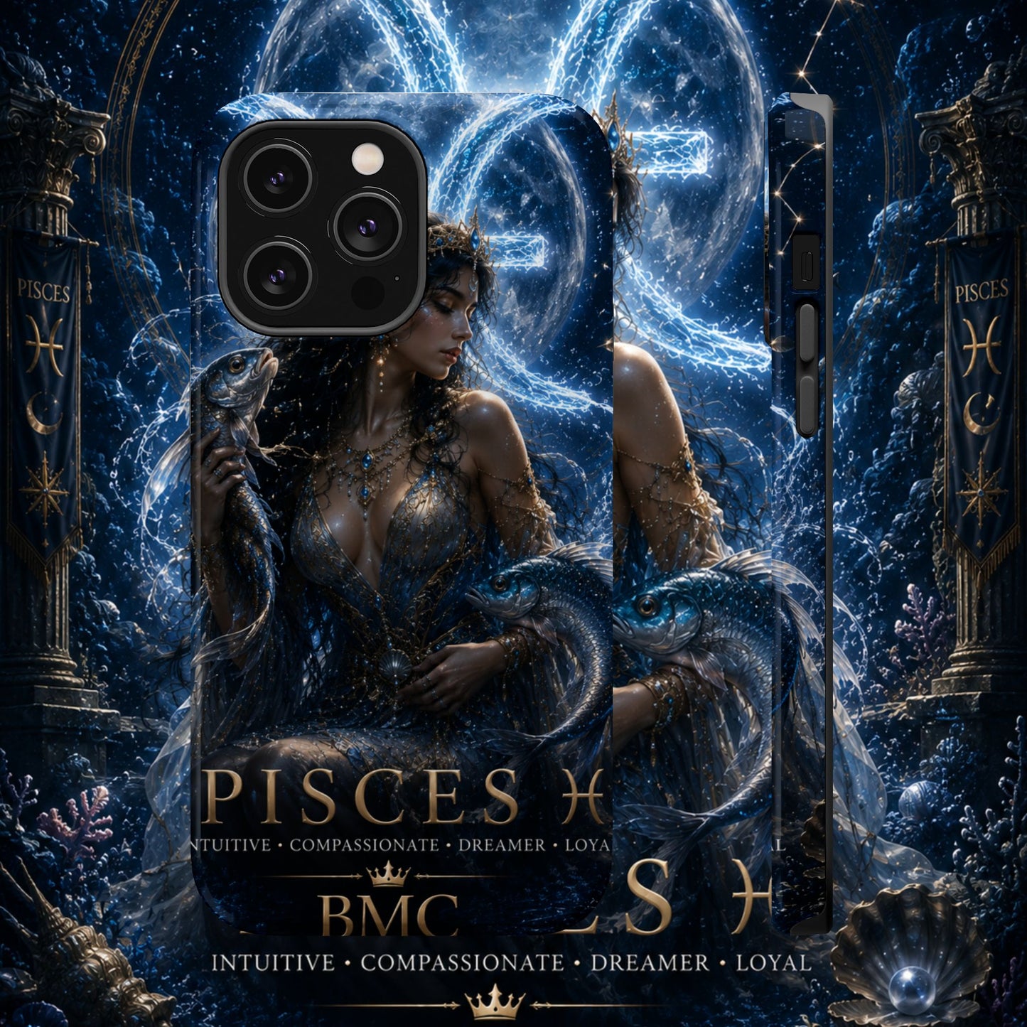 "Funda Magnética Reforzada Piscis M— La Guardiana de las Profundidades"