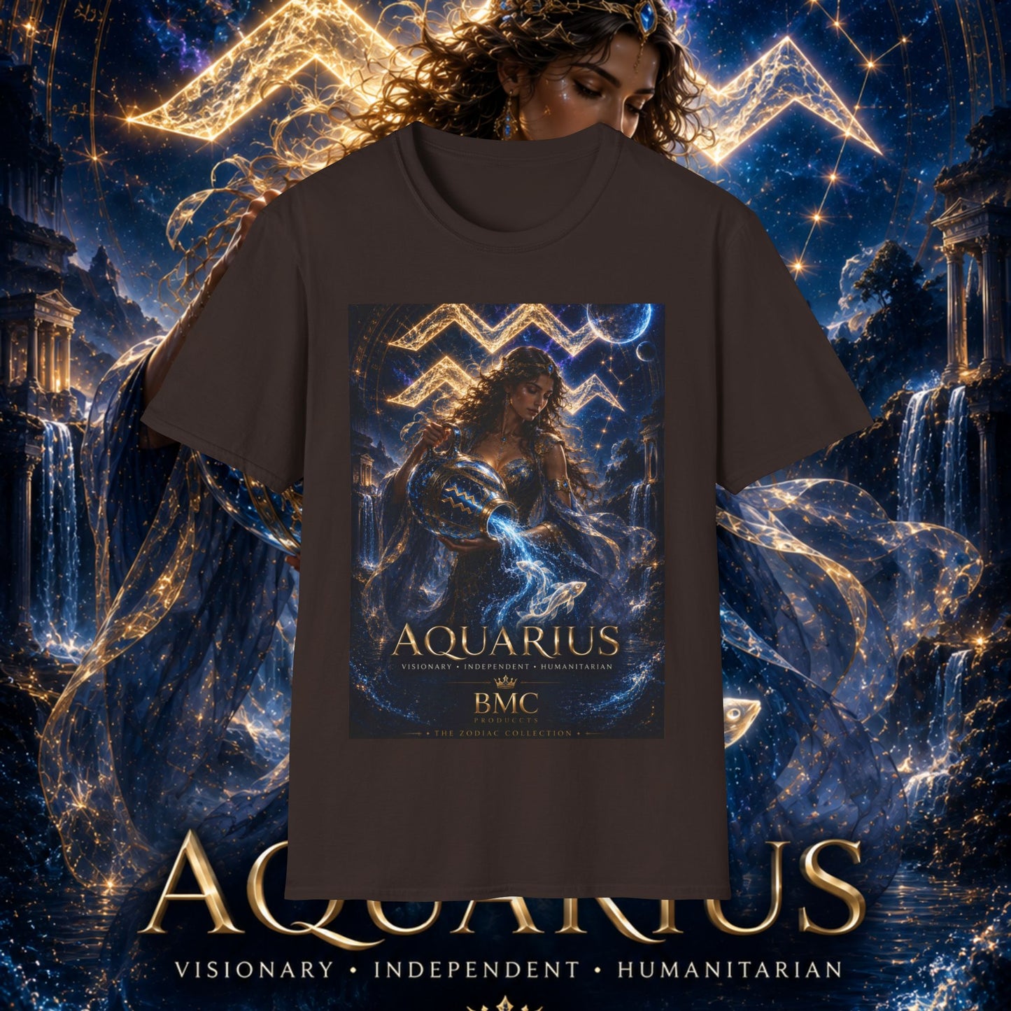 "Camiseta ♒ ACUARIO M– La Visionaria del Cielo y el Agua"