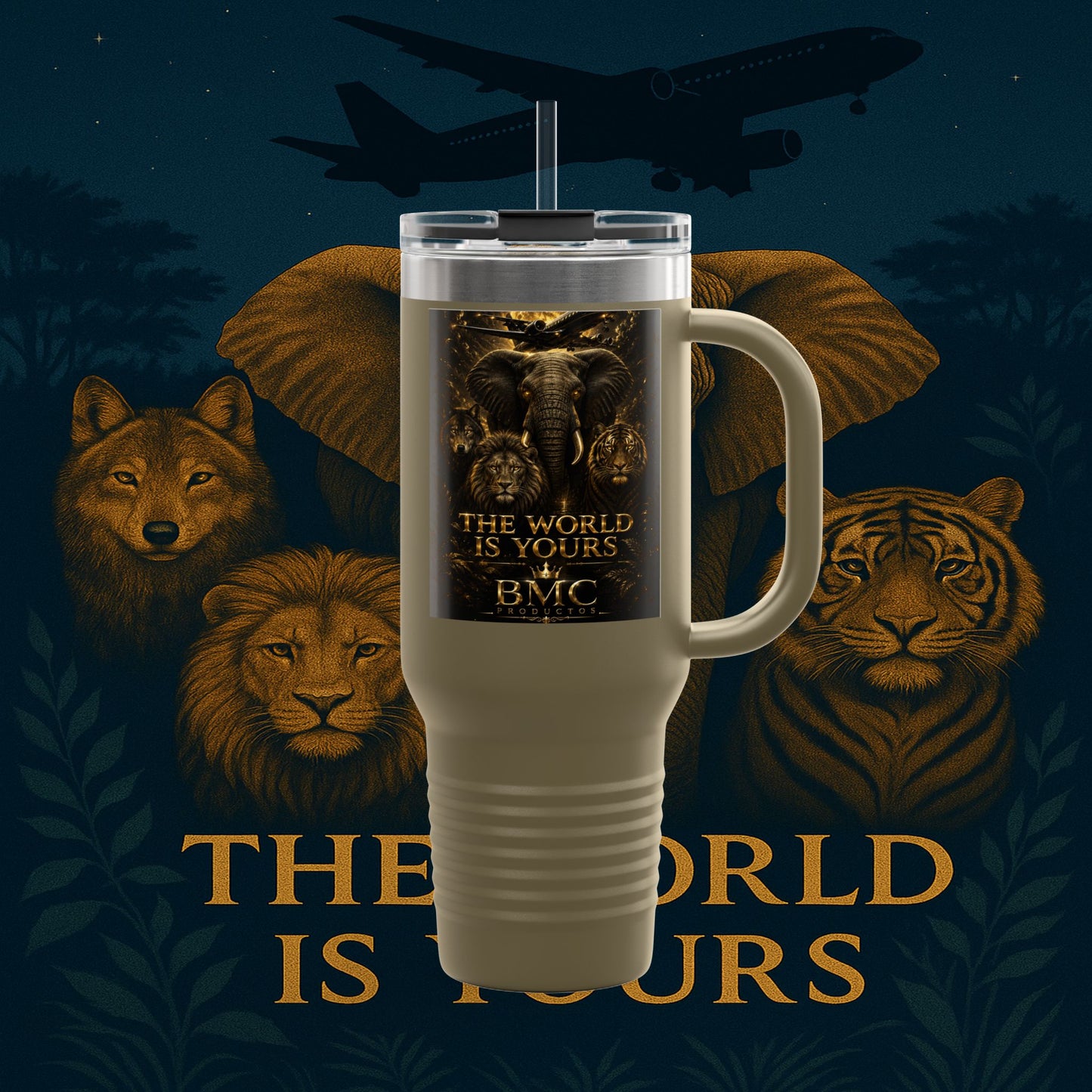 "Taza de viaje aislada El mundo es tuyo"🌍✨