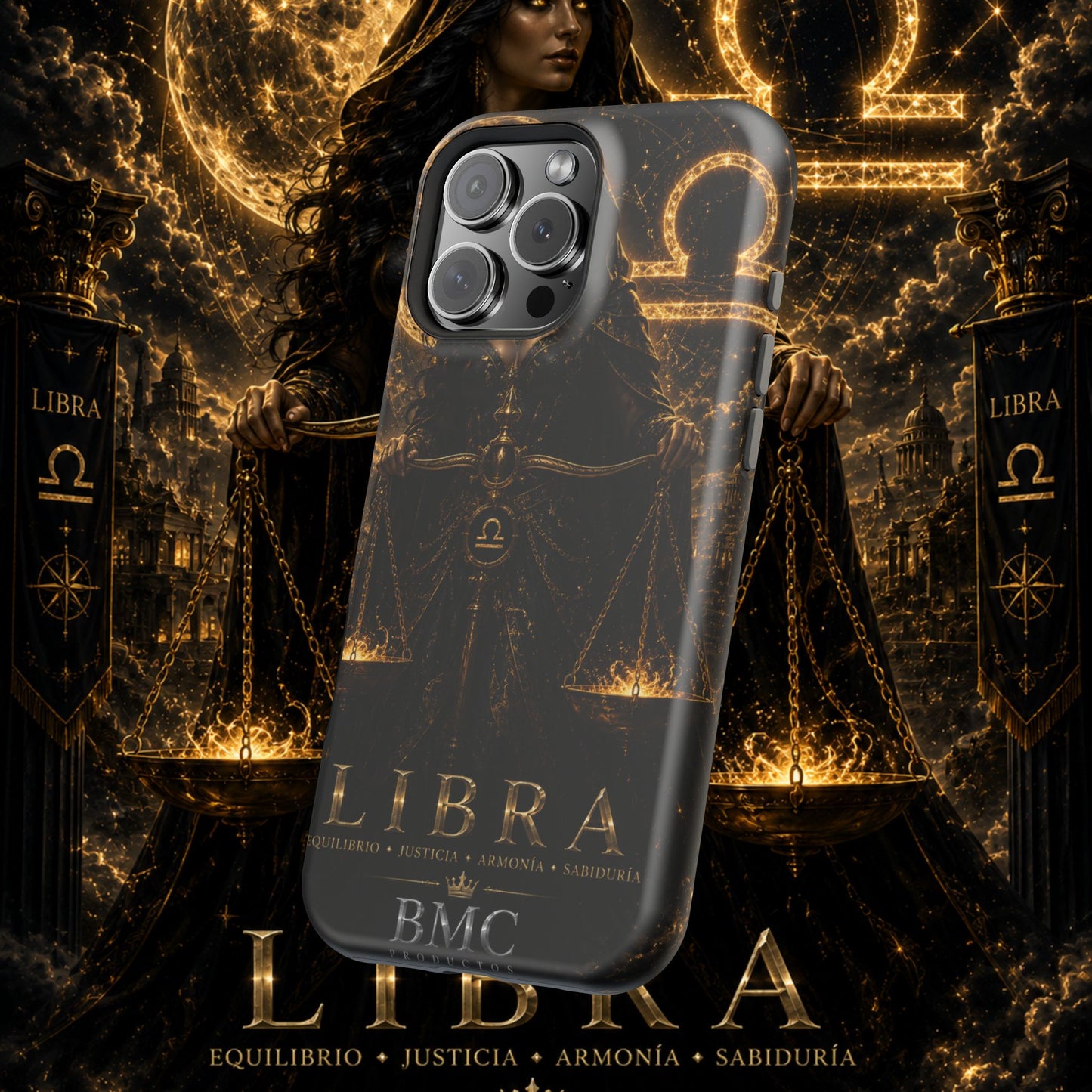 "Funda Magnética Reforzada libra– La Guardiana del Equilibrio"