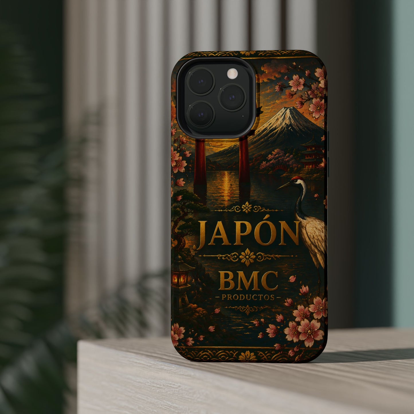 "Funda Magnética Reforzada Japón: Tradición entre Cerezos y Montañas 🌸⛩️🗻"