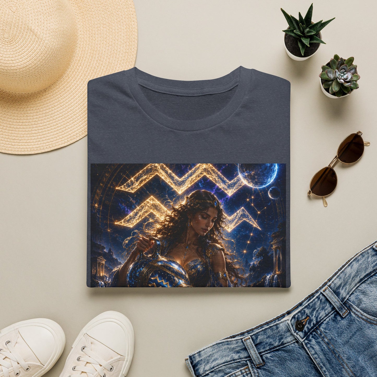 "Camiseta ♒ ACUARIO M– La Visionaria del Cielo y el Agua"