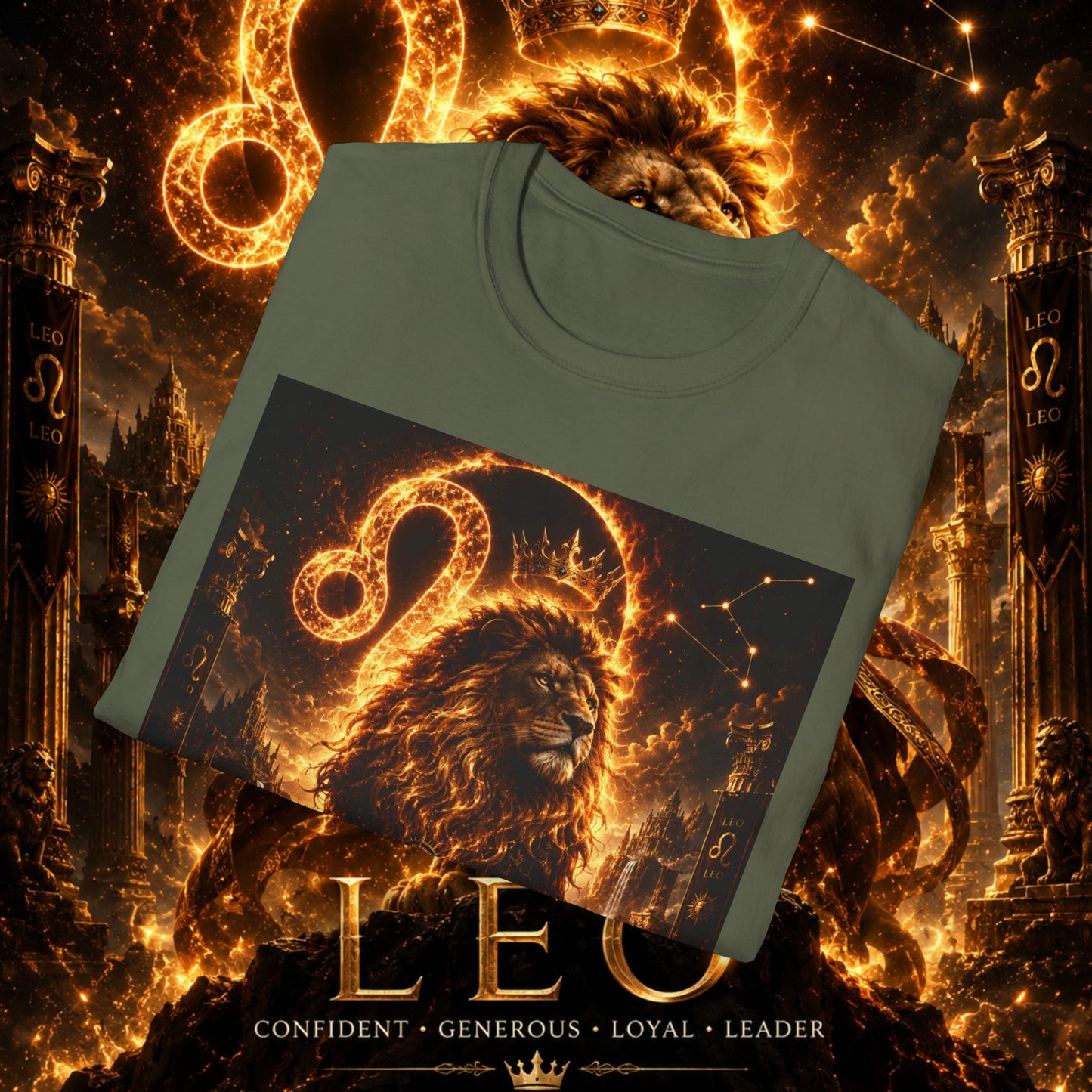 "Camiseta ♌ Leo — Soberano del fuego eterno"