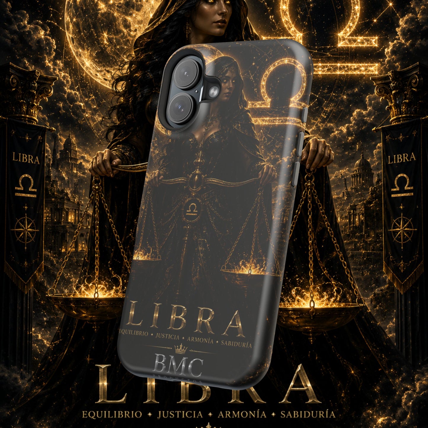 "Funda Magnética Reforzada libra– La Guardiana del Equilibrio"