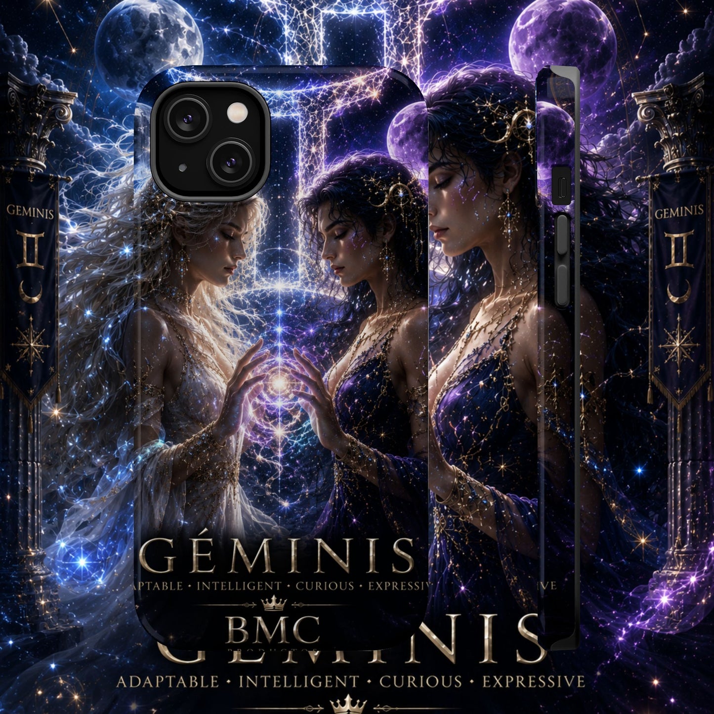 "Funda Magnética Reforzada♊ Géminis M— Reflejo del alma dividida"