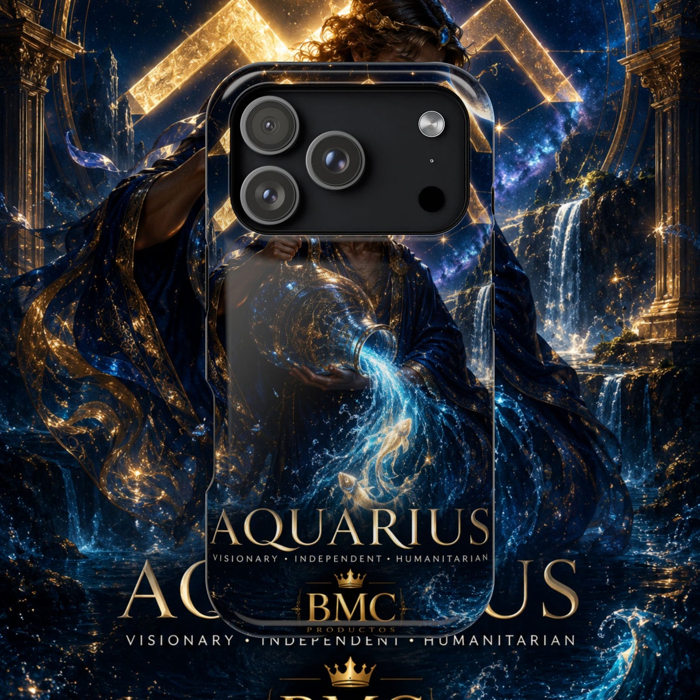 "Funda Magnética Reforzada♒ ACUARIO – El Visionario del Cielo y el Agua"