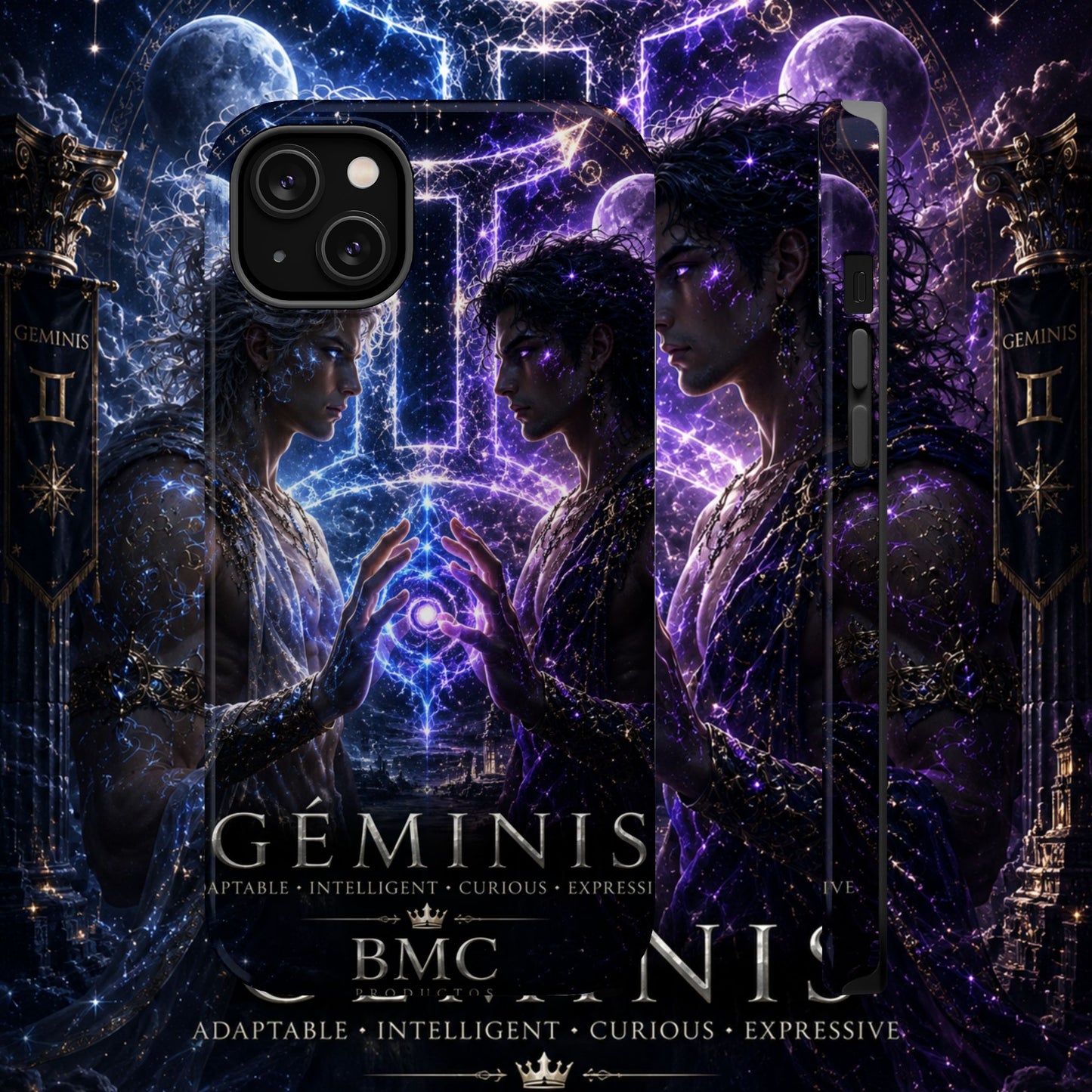 "Funda Magnética Reforzada♊ Géminis — Reflejo del alma dividida"