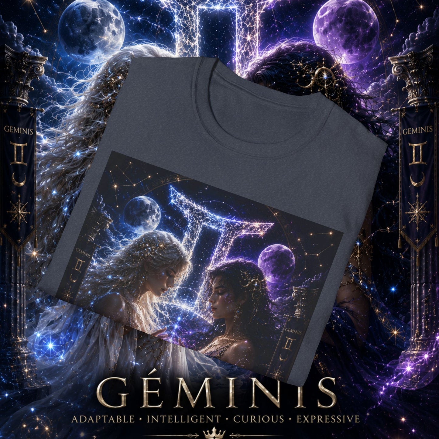 "Camiseta ♊ Géminis M — Reflejo del alma dividida"