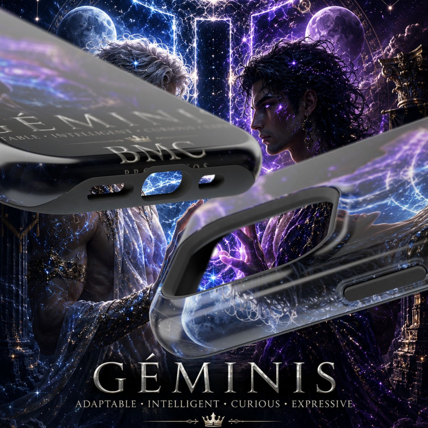 "Funda Magnética Reforzada♊ Géminis — Reflejo del alma dividida"