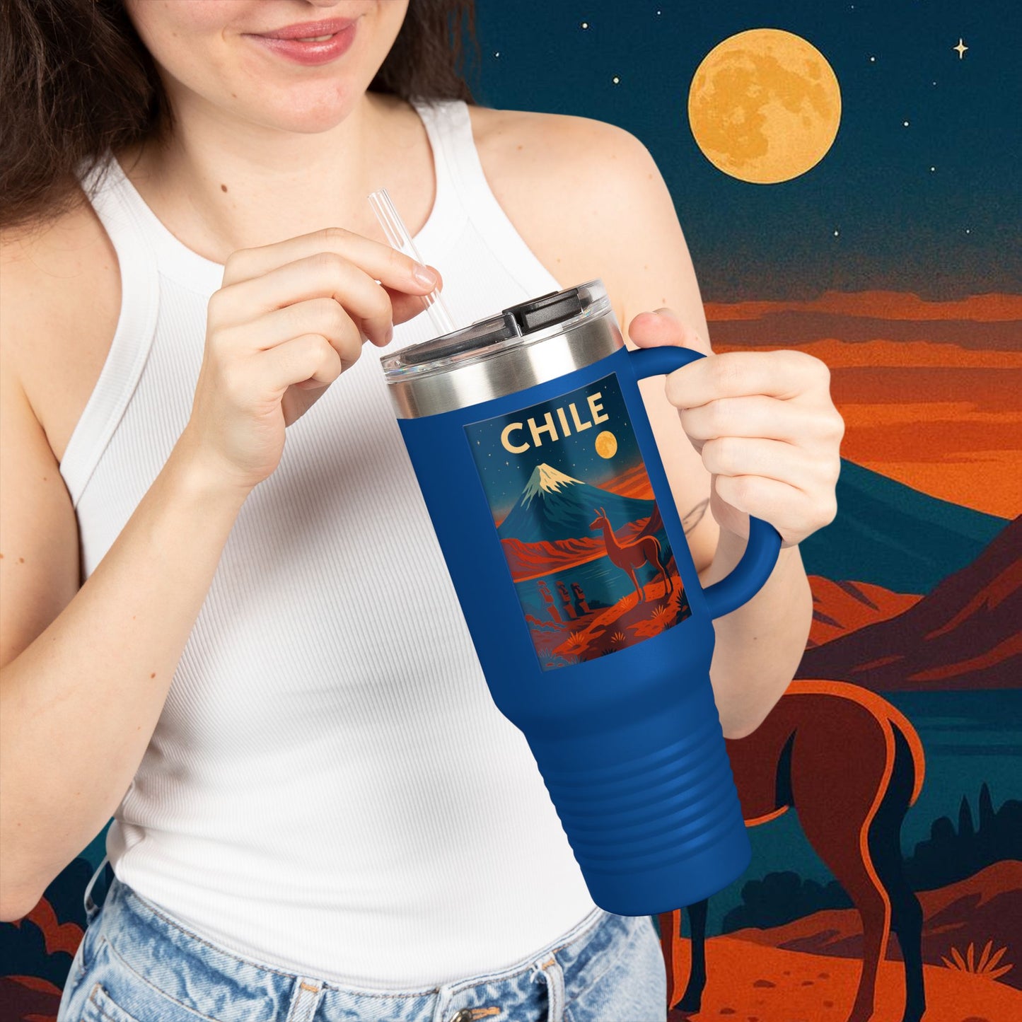 "Chile Insulated Travel Mug: Untamed Nature and Eternal Horizons 🏔️🍇🏜️"