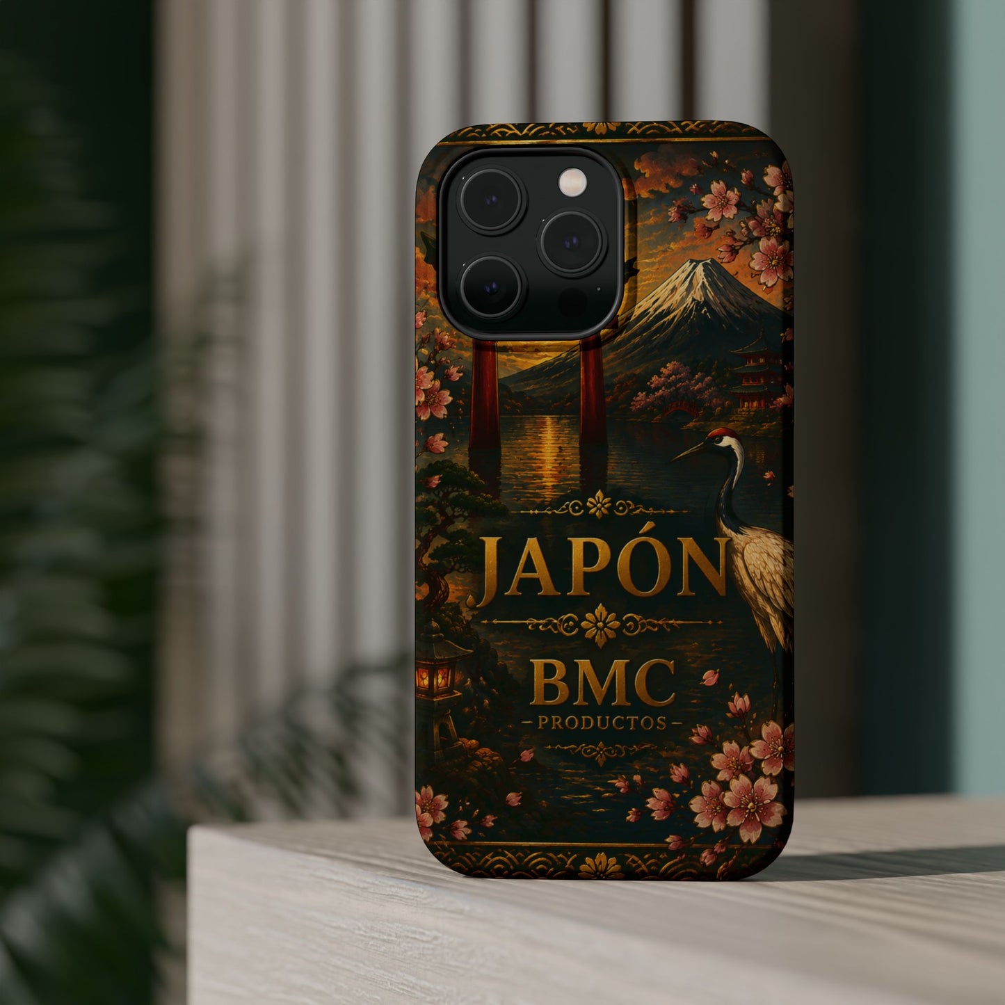 "Funda Magnética Reforzada Japón: Tradición entre Cerezos y Montañas 🌸⛩️🗻"