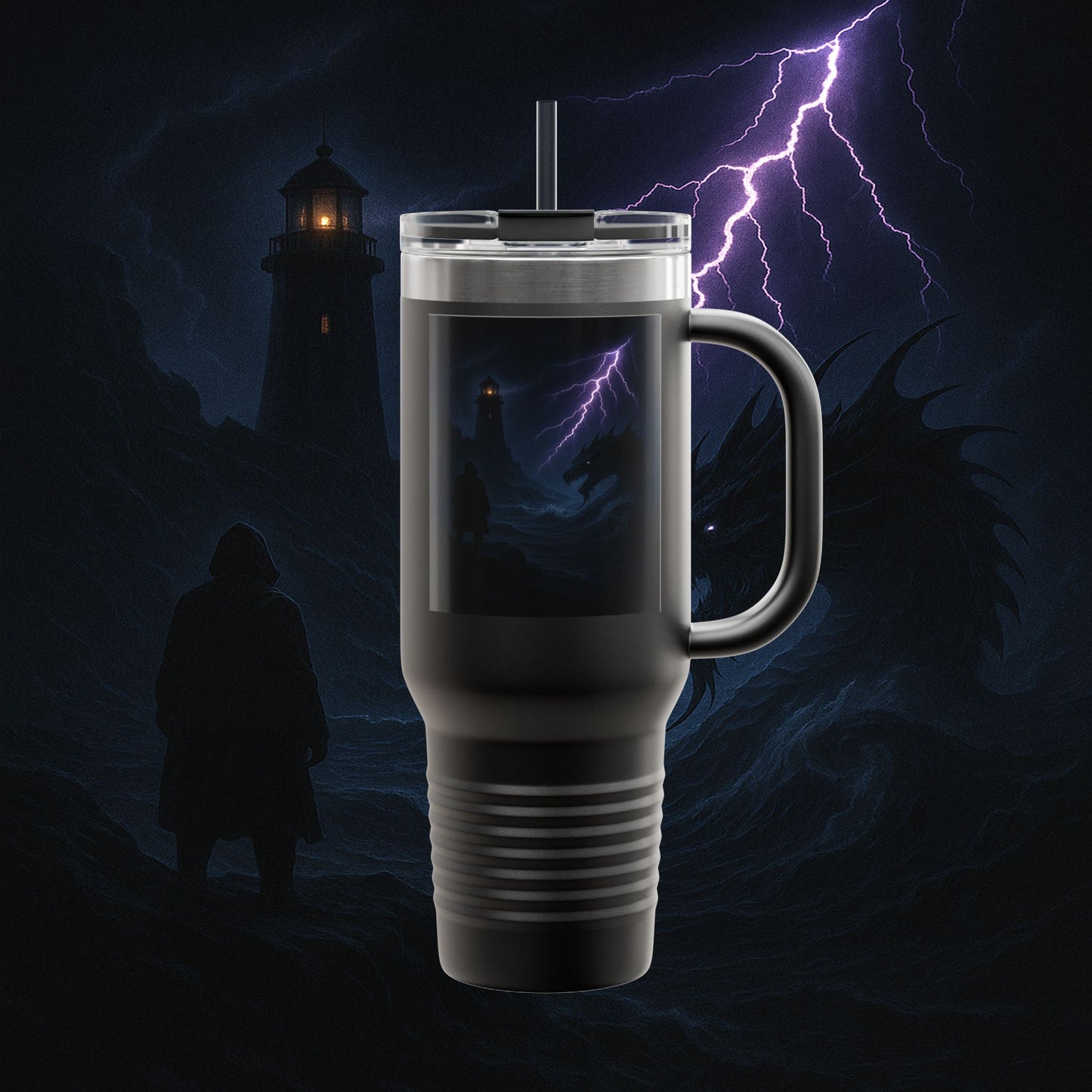 "Taza de viaje aislada🐉 El Despertar del Leviatán"
