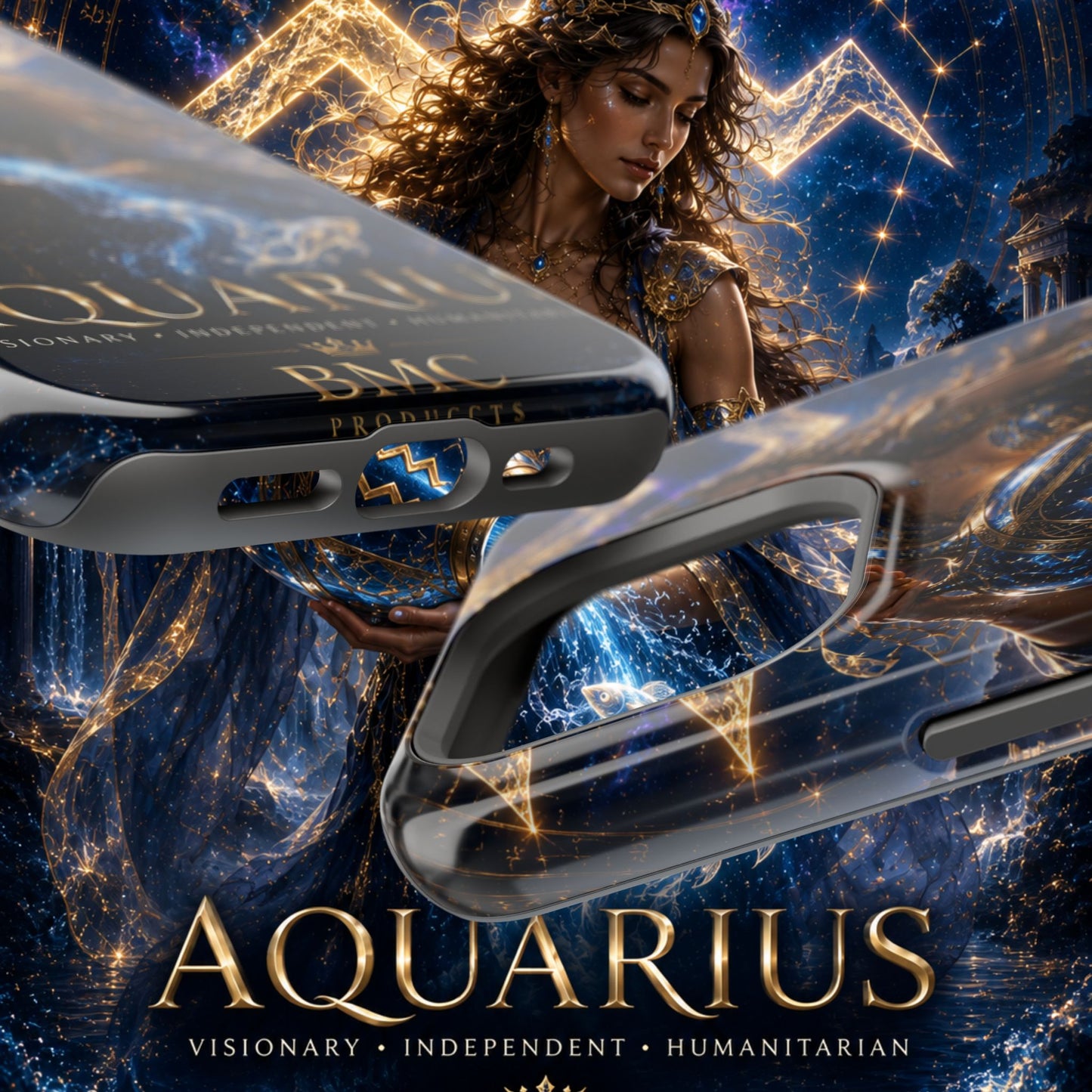 "Funda Magnética Reforzada♒ ACUARIO M– La Visionaria del Cielo y el Agua"