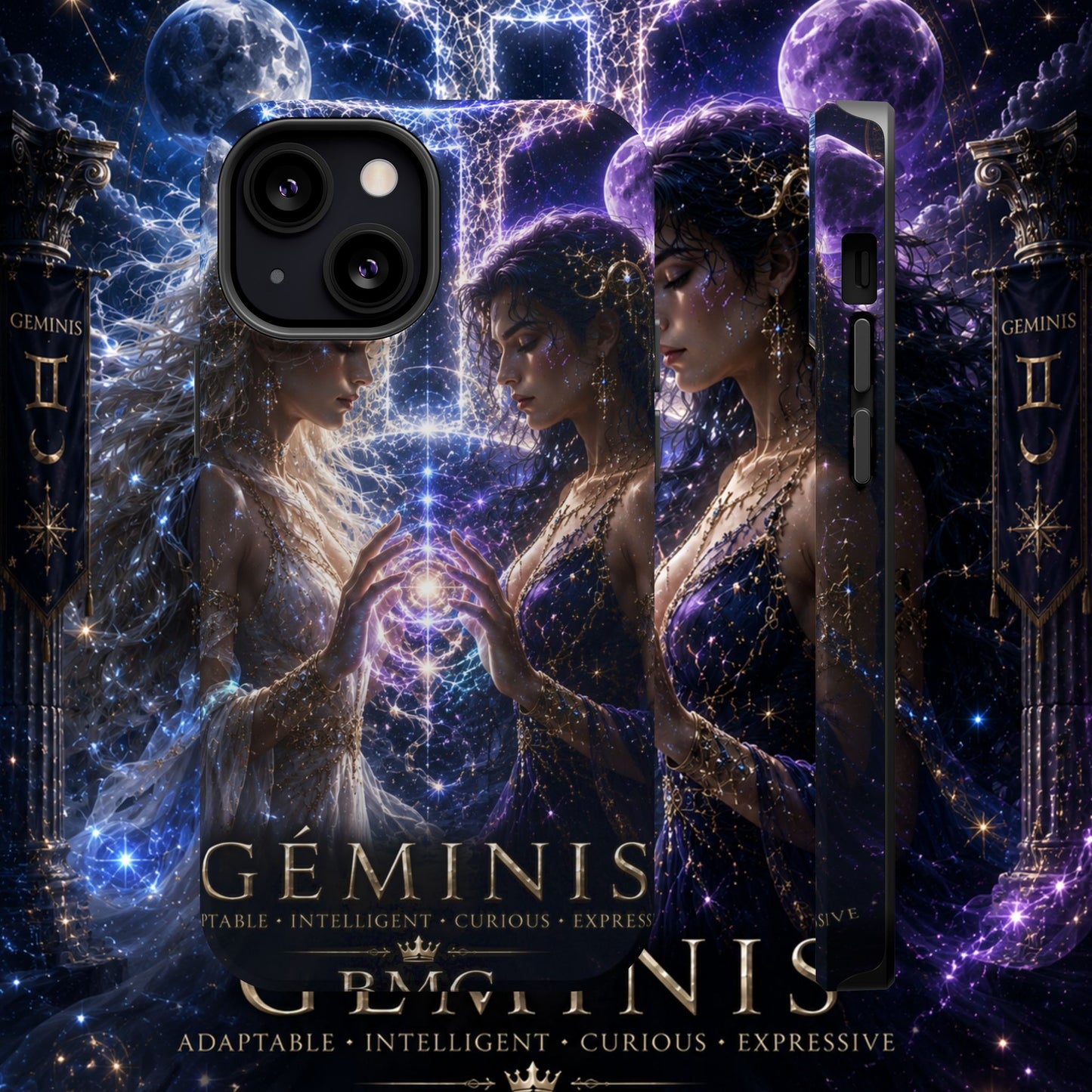 "Funda Magnética Reforzada♊ Géminis M— Reflejo del alma dividida"